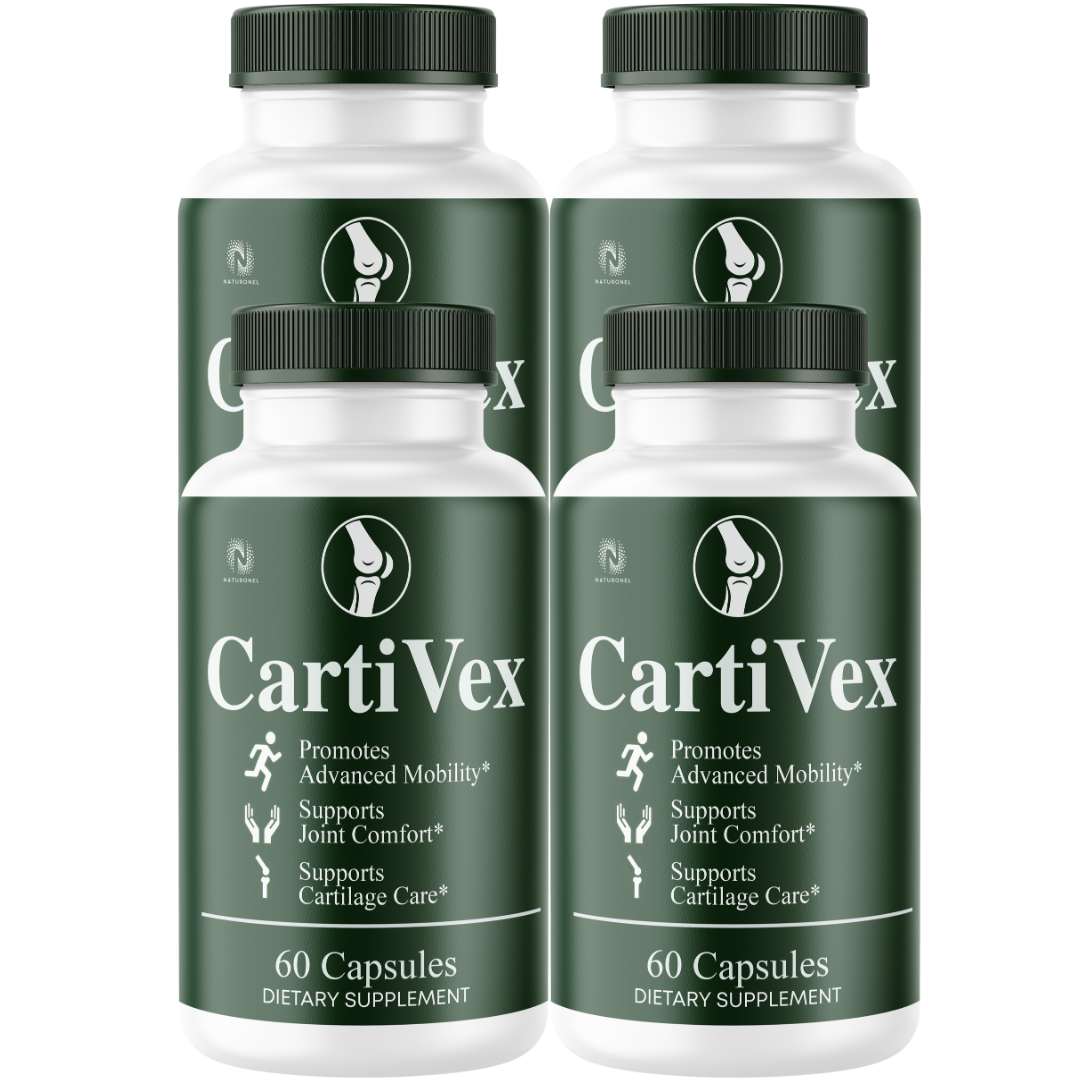 CartiVex Joint Mobility & Flexibility Support (4 Pack)  – Glucosamine, Chondroitin, Boswellia, Quercetin & Bromelain