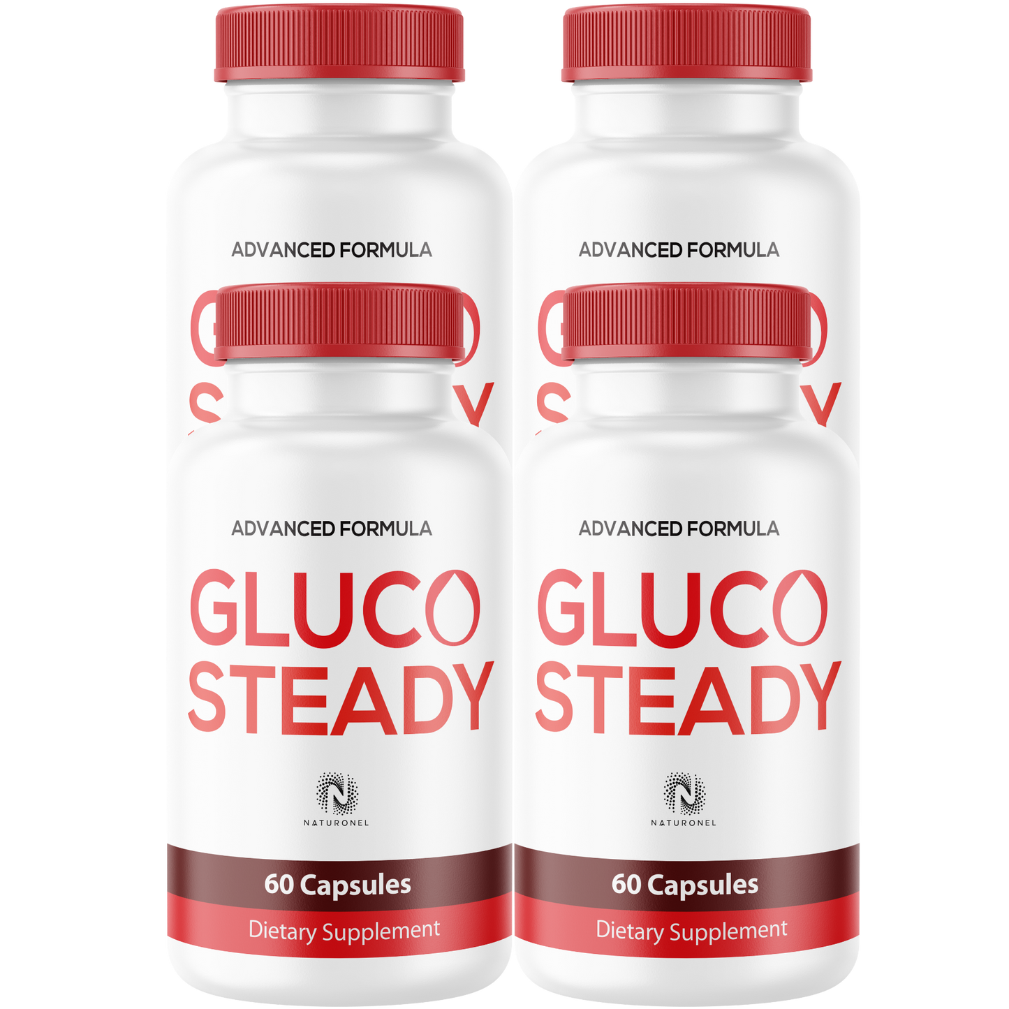 Gluco Steady (4 Pack) Supplement – Advanced Blood Sugar Support Formula with Chromium, Cinnamon, Alpha Lipoic Acid, Banaba & Bitter Melon – Daily Metabolic Wellness