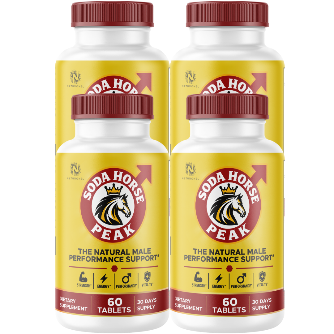 Soda Horse Peak (4 Pack) – Men's Performance & Vitality Supplement with Longjack, L-Arginine, Maca Root & Ginseng