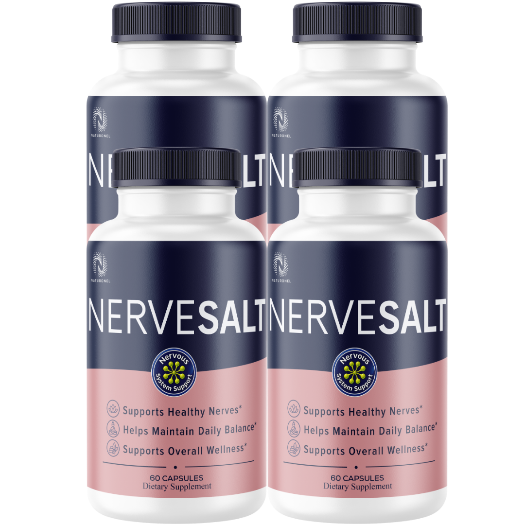 NerveSalt (4 Pack) Daily Nerve Wellness Supplement – Supports Healthy Nerves & Daily Balance – Turmeric, Ginger, Glucosamine Formula