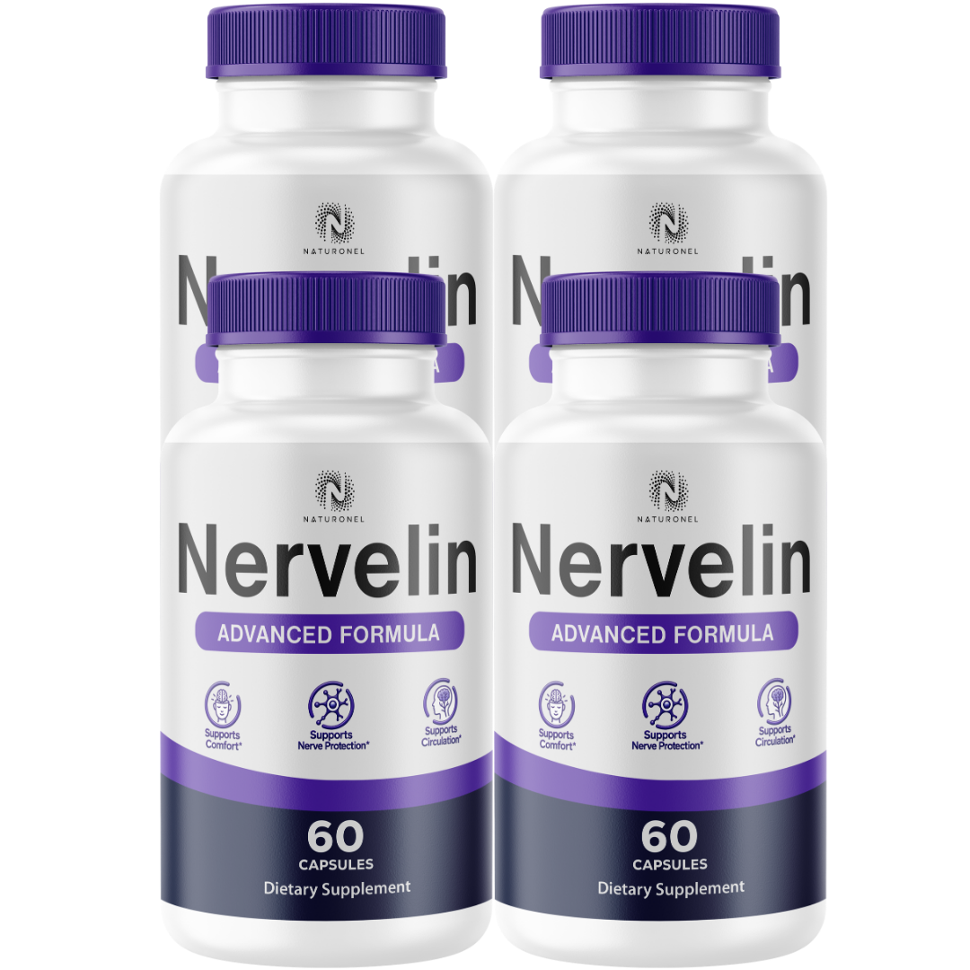 Nervelin (4 Pack) Advanced Multi-Ingredient Formula – Turmeric, Glucosamine, Chondroitin, Boswellia, Ginger, MSM & Quercetin