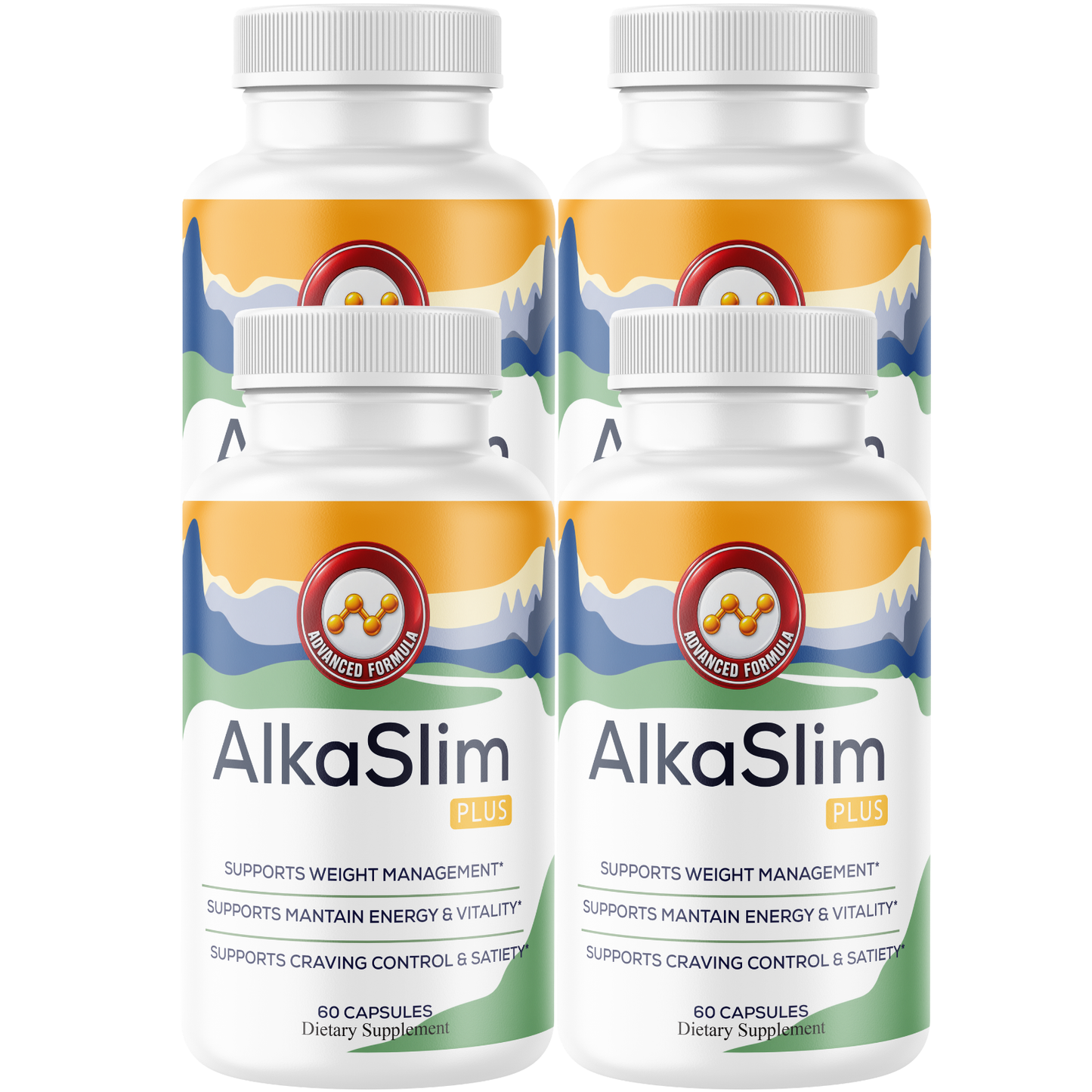 AlkaSlim Plus (4 Pack) Weight Management Formula – Raspberry Ketones, African Mango, Green Tea Extract, Apple Cider Vinegar & Kelp – Supports Metabolism, Energy & Satiety