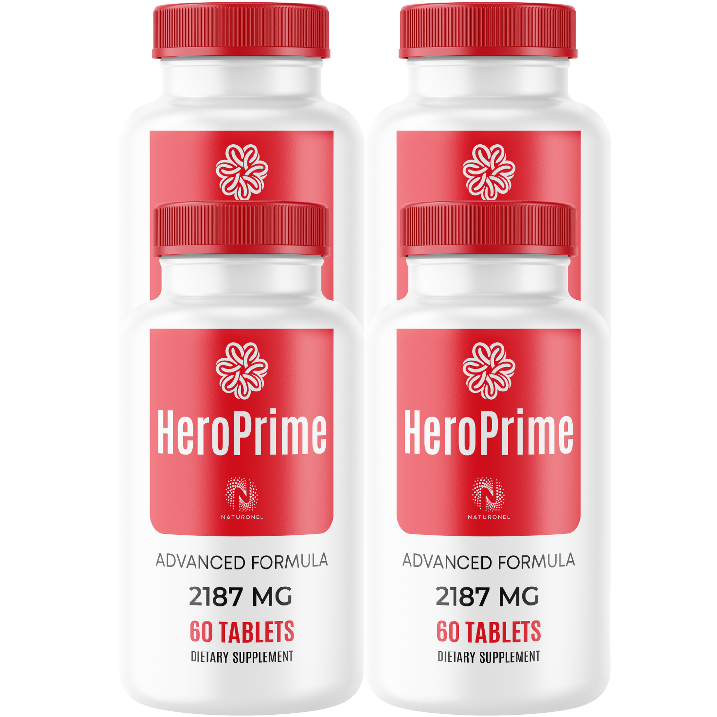 HeroPrime (4 Pack) Supplement for Men – Tongkat Ali Supplement with Maca Root, L-Arginine HCl, Asian Ginseng, Zinc, Boron & Herbal Blend