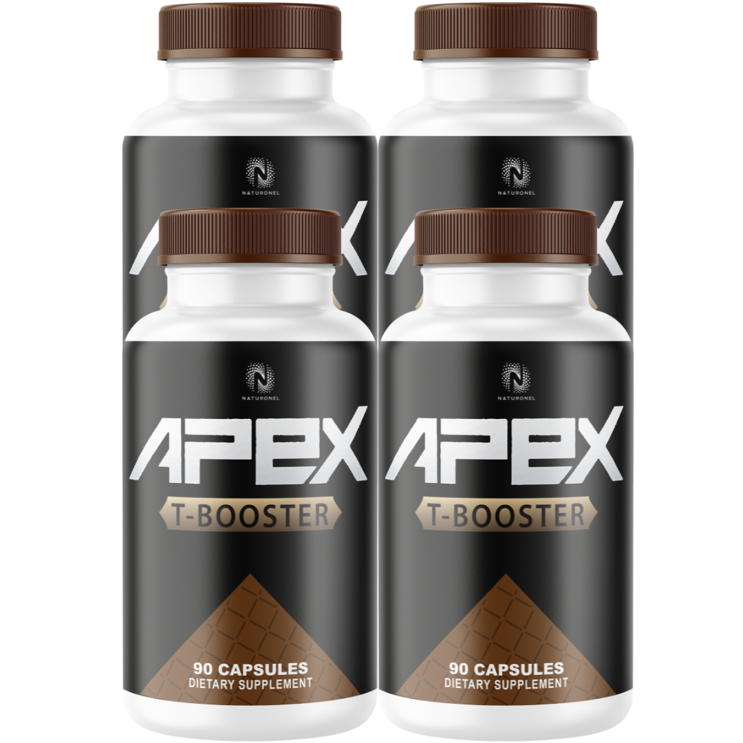 APEX T-Booster (4 Pack) – Men's Performance & Vitality Supplement with Tongkat Ali, Tribulus Terrestris, Zinc & Magnesium – Supports Strength, Stamina & Energy