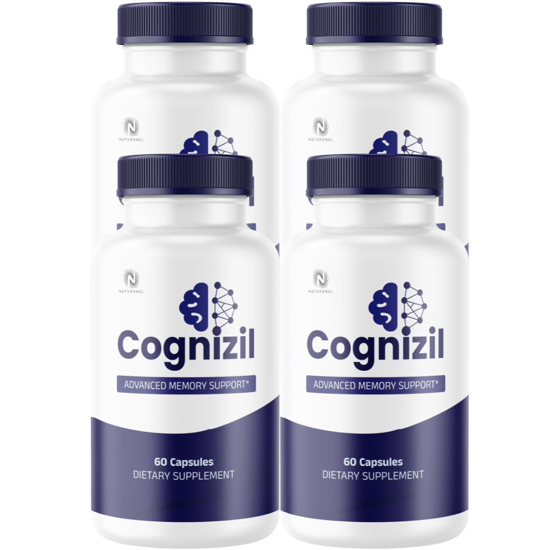 Cognizil Advanced Memory Support Supplement (4 Pack) – Brain Health, Focus & Cognitive Function with DMAE, Bacopa Monnieri, L-Glutamine & Grape Seed Extract