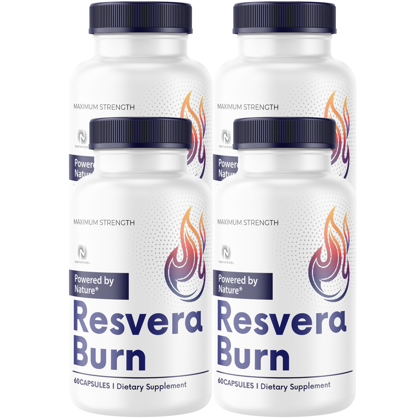 Resvera Burn (4 Pack)  – Advanced Thermogenic Weight Management Formula with Raspberry Ketones, African Mango, Green Tea Extract & Apple Cider Vinegar – Metabolism & Energy Support