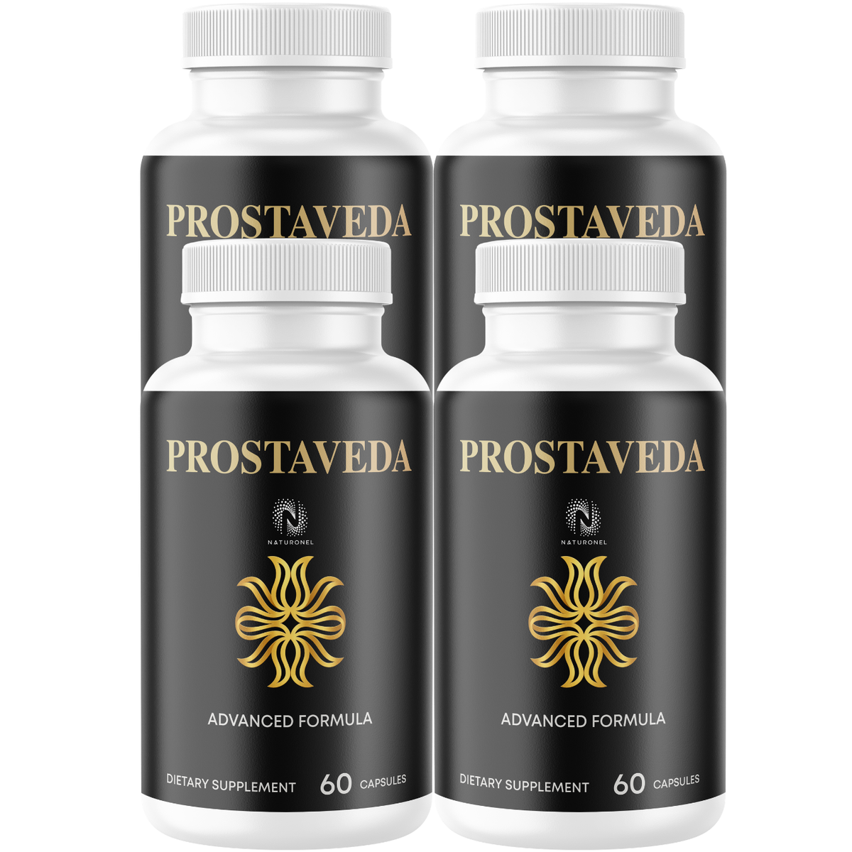 Prostaveda (4 Pack) Prostate Support Capsules for Men – Saw Palmetto, Pygeum, Plant Sterols, Zinc, Selenium, Green Tea, Reishi & Shiitake