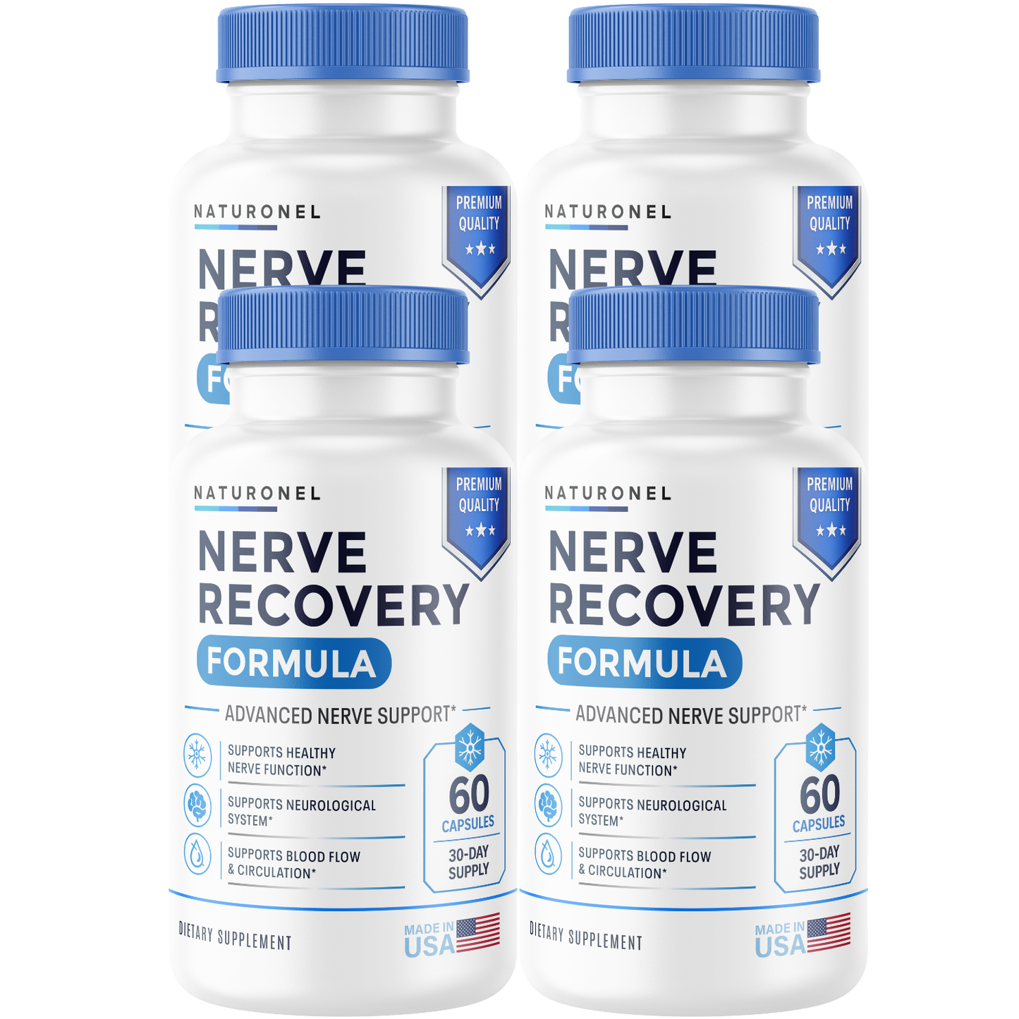 Nerve Recovery Formula (4 Pack) – Advanced Nerve Support Supplement with Turmeric, Glucosamine, Boswellia, Ginger, MSM & BioPerine® – Supports Healthy Nerve Function, Neurological Health & Circulation