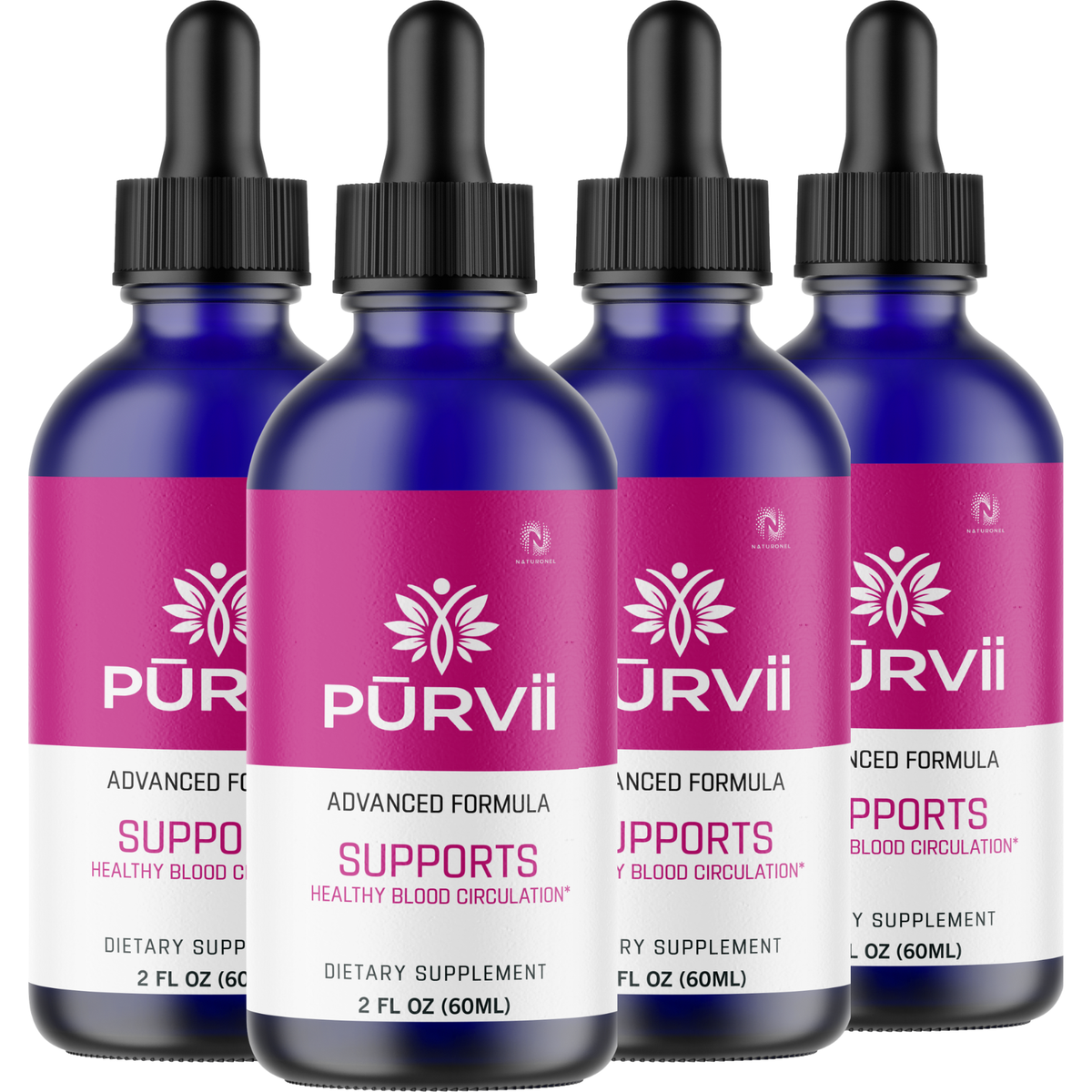PURVII Circulation & Blood Flow Support (4 Pack) – Advanced Liquid Dietary Supplement with L-Arginine, L-Glutamine & L-Tryptophan
