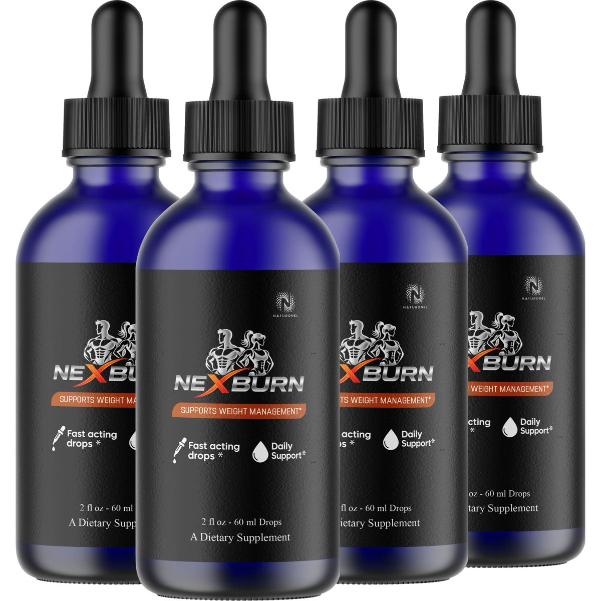 NEXBURN Weight Management Formula (4 Pack) – Fast Acting Liquid Drops with Amino Acid Blend – Daily Support
