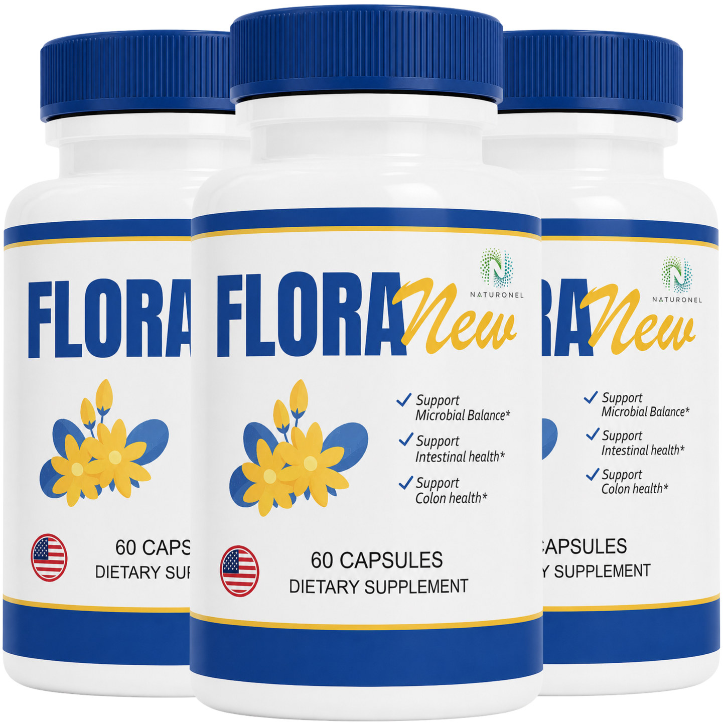 Flora New (3 Pack) Premium Multi-Ingredient Daily Wellness Formula with Raspberry Ketones, African Mango, Green Tea Extract, Apple Cider Vinegar & Grape Seed Extract