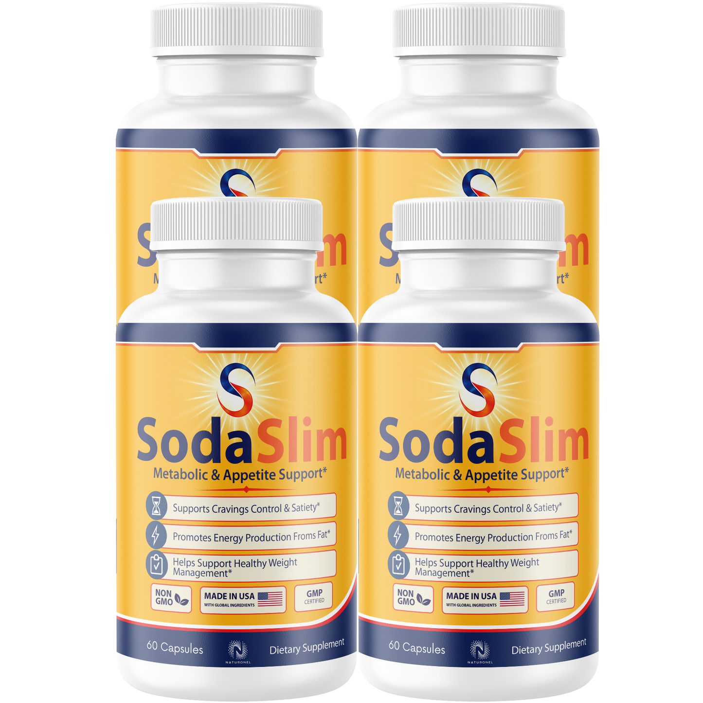 SodaSlim Metabolic & Appetite Support Supplement – Green Coffee Bean, Green Tea, Garcinia Cambogia, Raspberry Ketone & Caffeine – Craving Control & Energy Support
