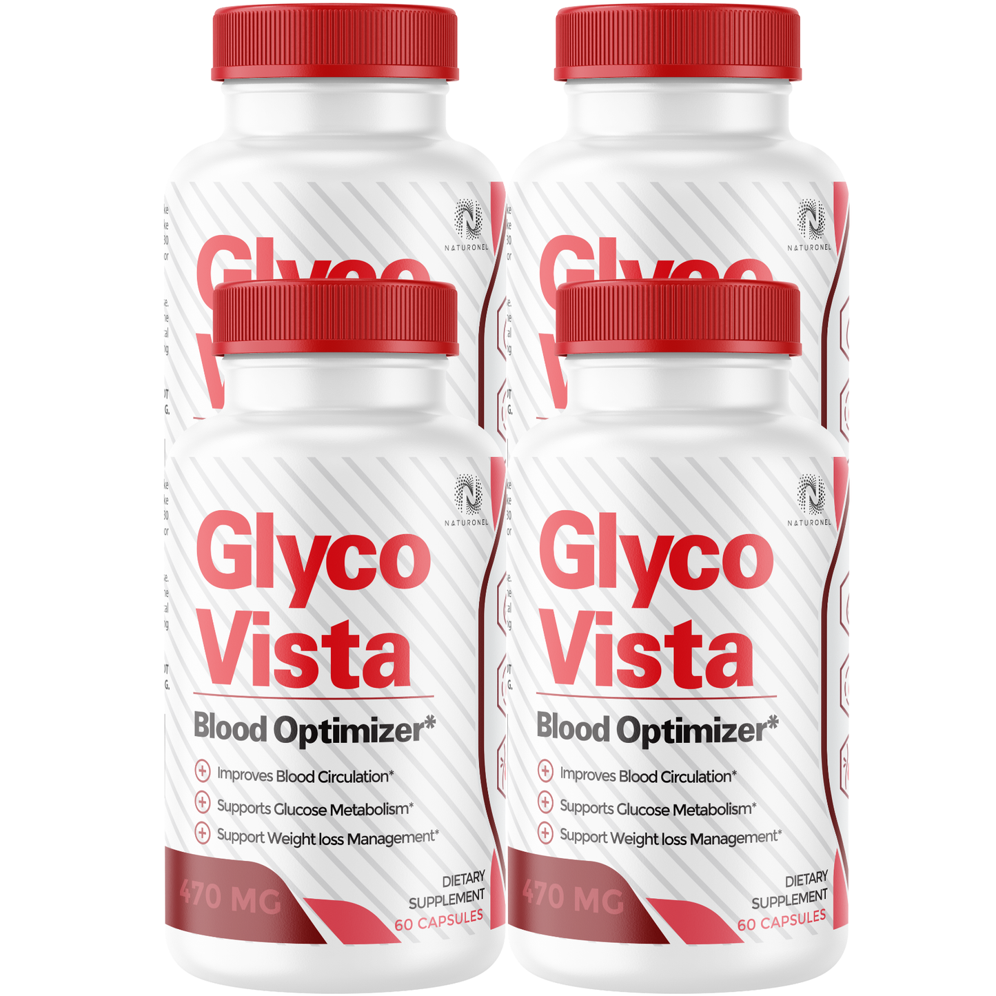 Glyco Vista (4 Pack) Blood Optimizer Supplement – Glucose Metabolism & Healthy Blood Circulation Support, Alpha Lipoic Acid, Chromium, Banaba, Bitter Melon, Cinnamon & Gymnema