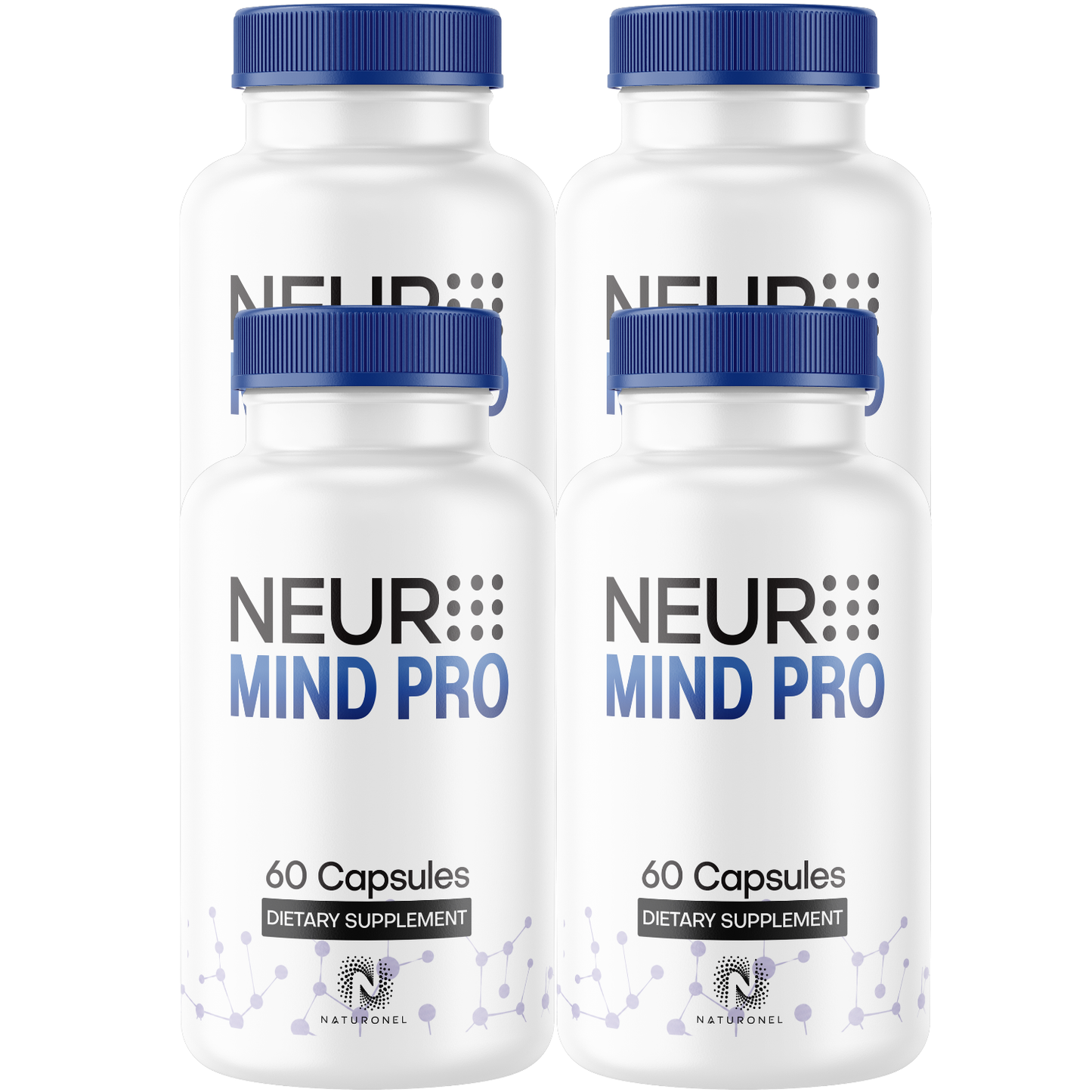 NEURO MIND PRO (4 Pack) Brain Supplement for Memory, Focus & Mental Clarity – Nootropic Formula with DMAE, Bacopa, Huperzine A, Phosphatidylserine, GABA & Vitamins