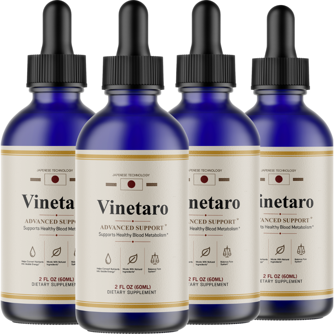 Vinetaro Advanced Formula Drops (4 Pack) – Supports Healthy Blood Metabolism, Natural Ingredients, Convenient Liquid Supplement