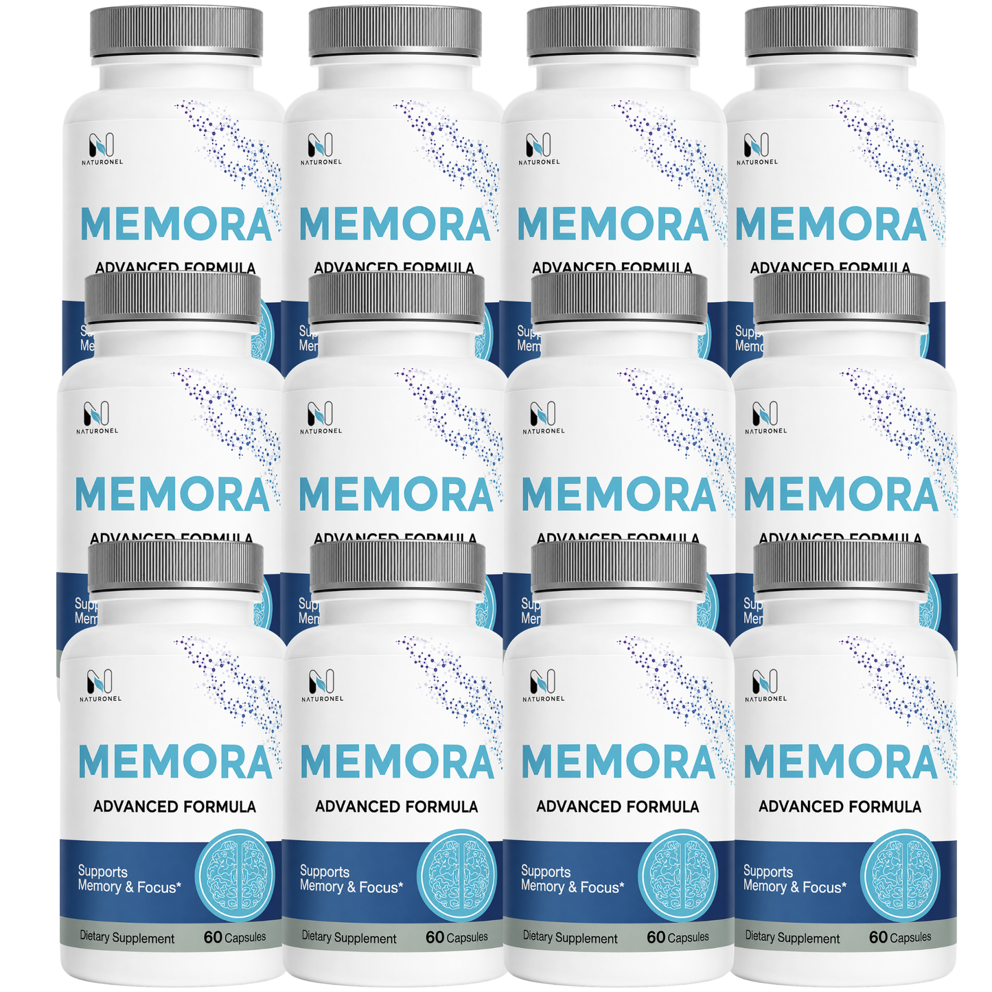 MEMORA Brain Support Supplement – Advanced Memory & Cognitive Focus Formula with DHA, DMAE & Bacopa – 12 Bottle