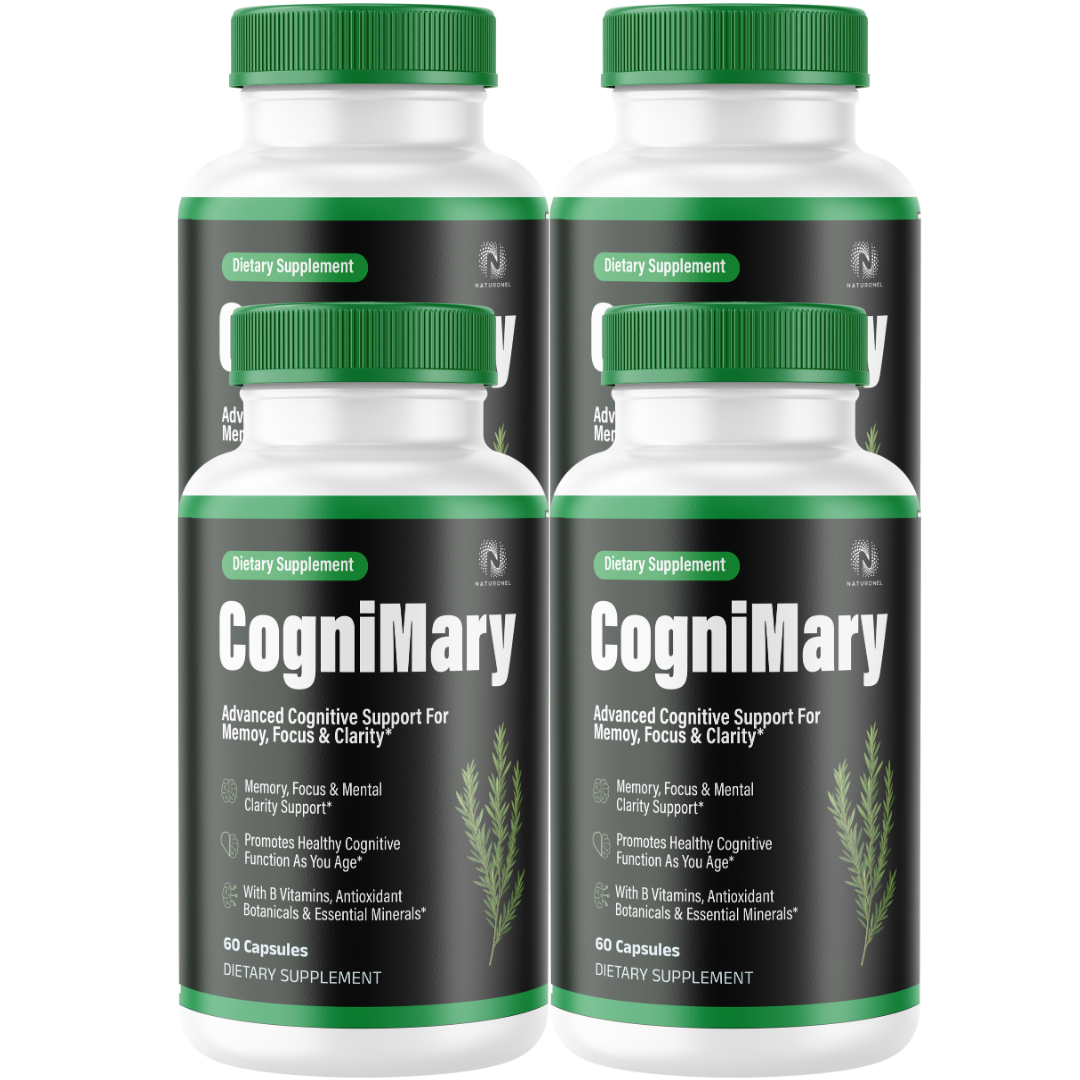 CogniMary Advanced Brain Support Supplement (4 Pack) – Memory, Focus & Mental Clarity Formula with DMAE, Huperzine A, GABA, B Vitamins & Antioxidants