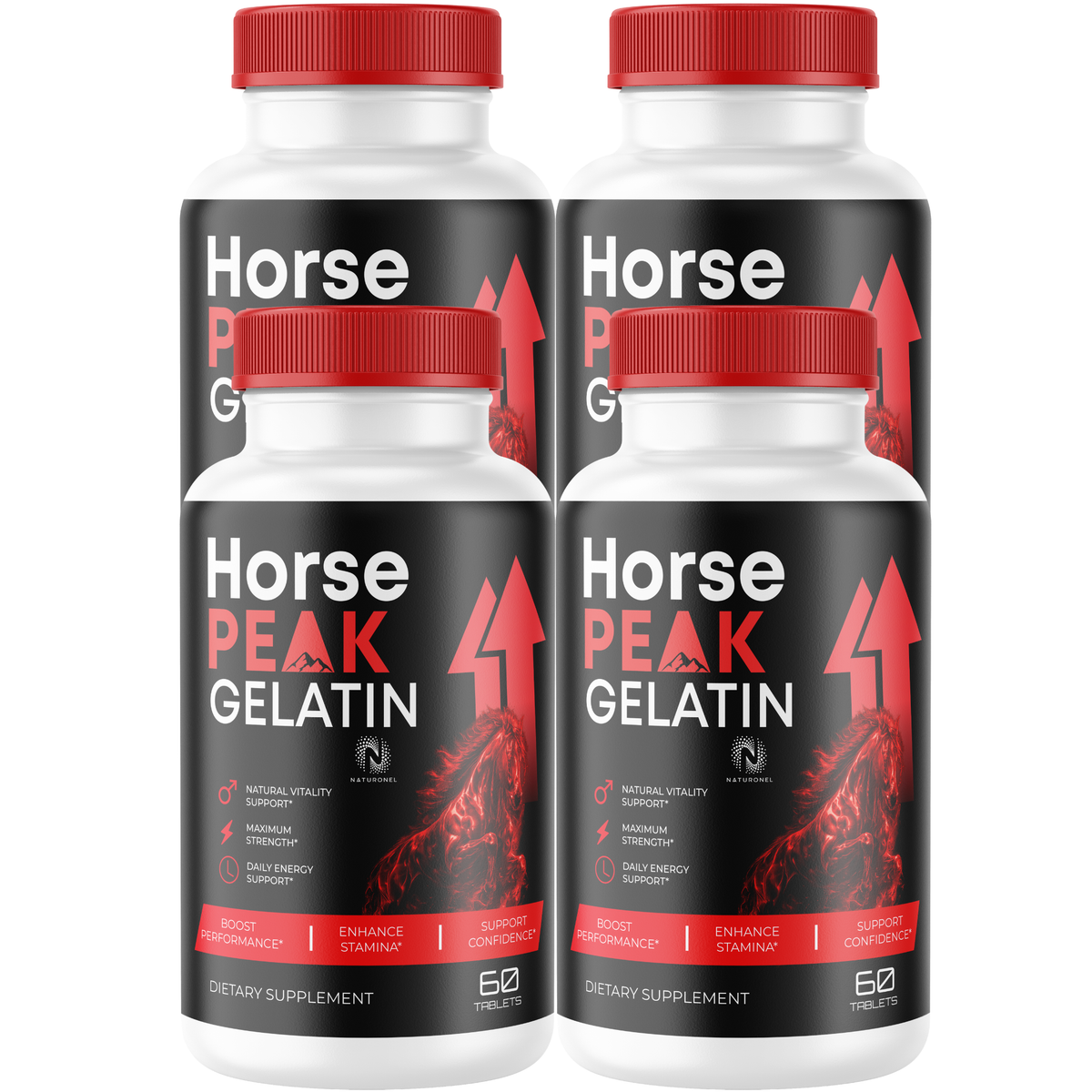 Horse Peak Gelatin Tablets for Men - Longjack Tongkat Ali, Maca Root, L-Arginine, Tribulus, Muira Puama, Ginseng, Zinc & Boron Complex - Daily Men's Vitality Formula