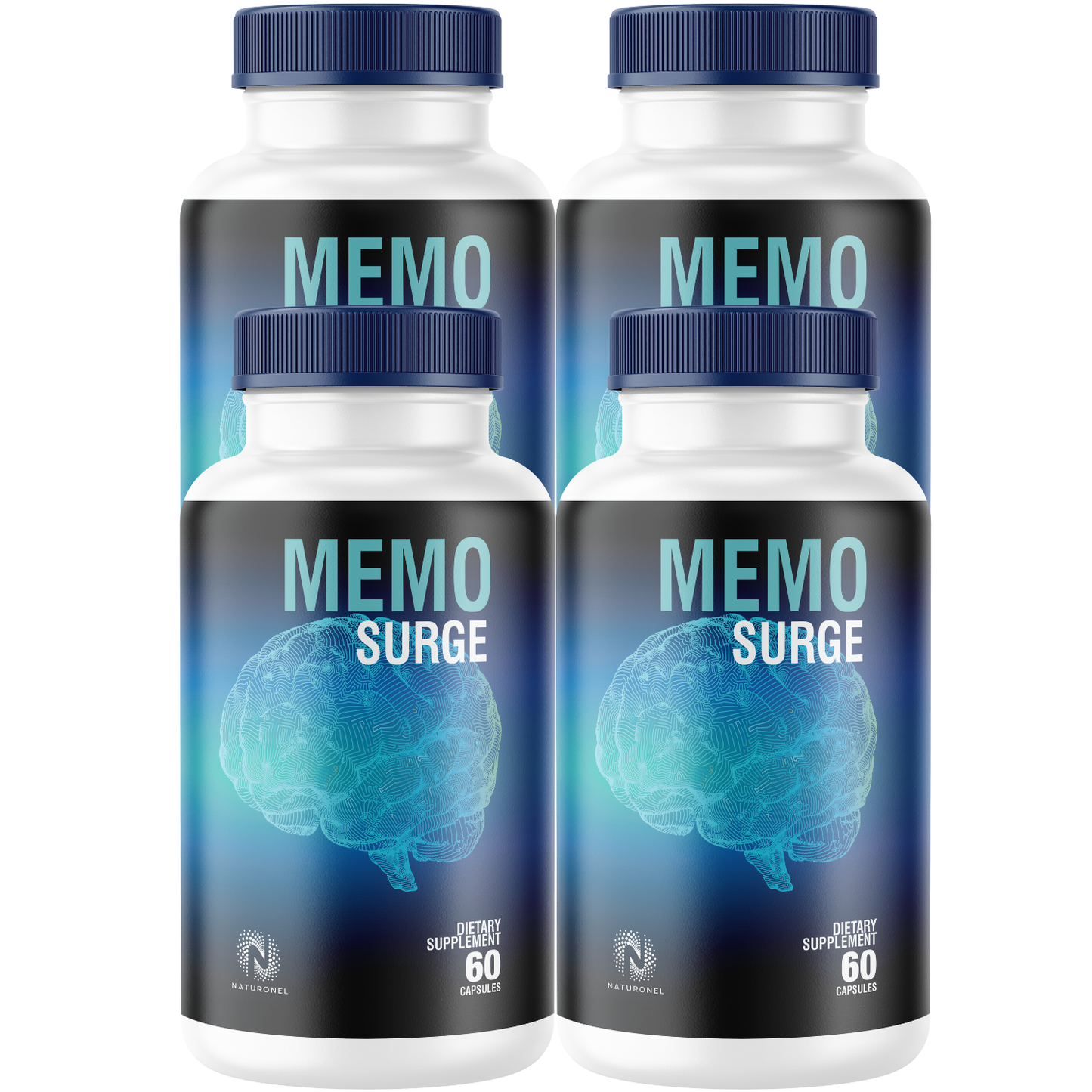Memo Surge (4 Pack) – Advanced Nootropic Brain Supplement for Memory, Focus & Mental Clarity – Cognitive Support Formula with DMAE, Bacopa, Huperzine A, Phosphatidylserine, GABA & Vitamins