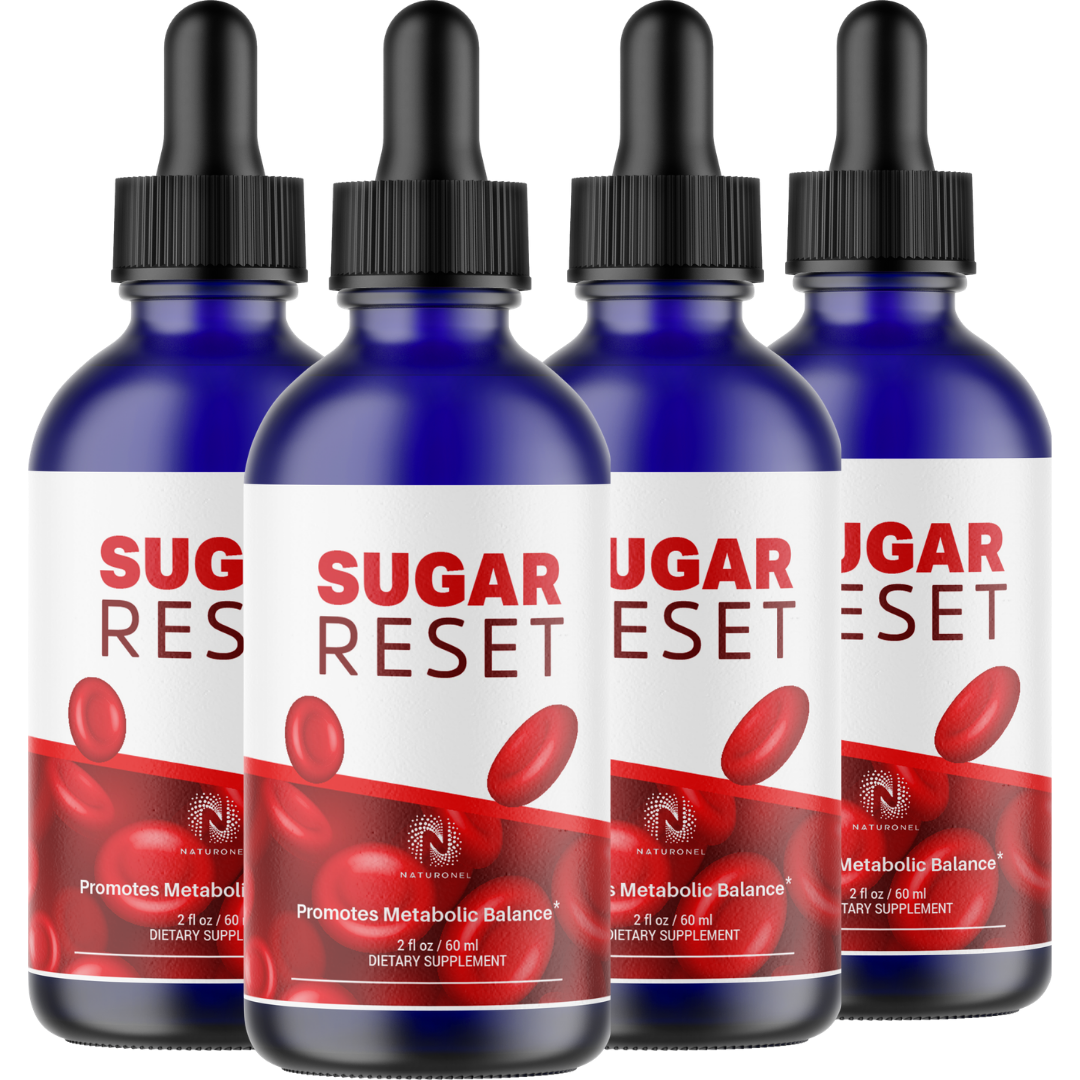Sugar Reset Liquid Drops (4 Pack) – Daily Metabolic Support Formula – L-Arginine, L-Glutamine & L-Tryptophan – Natural Lemon Flavor