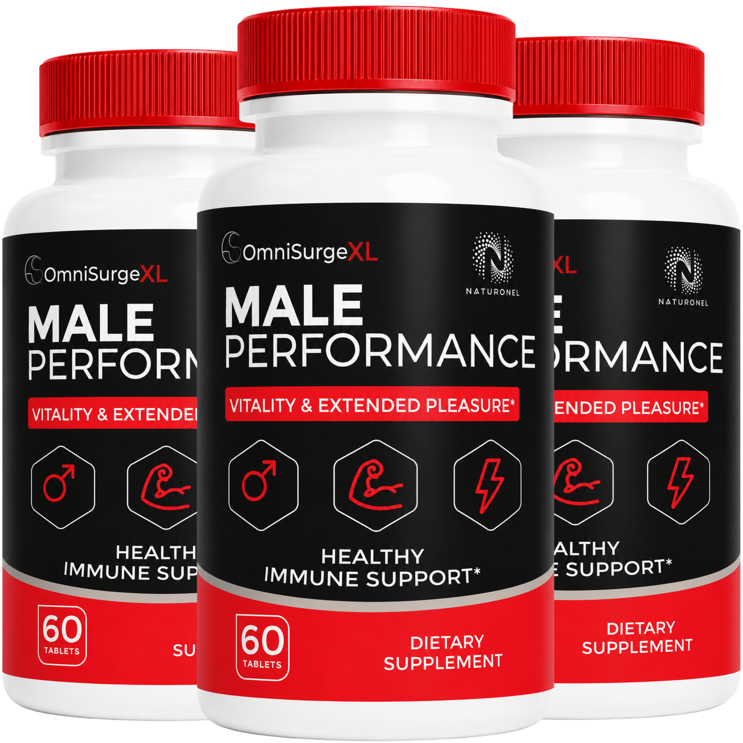 OmniSurgeXL (3 Pack) Male Performance – Men's Daily Vitality Formula with Longjack, Maca, L-Arginine, Ginseng, Tribulus, Pumpkin Seed & Zinc