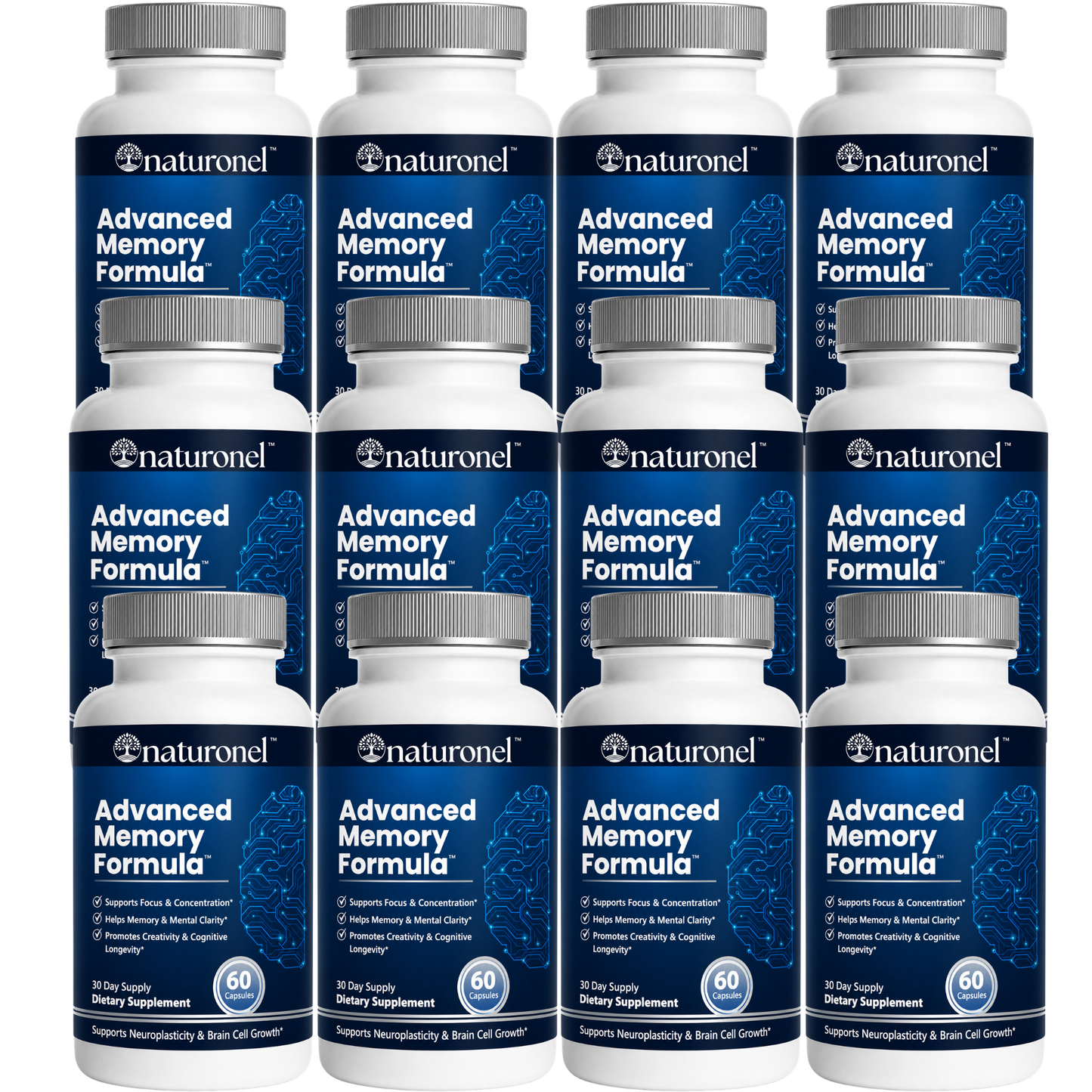 Advanced Memory Formula – Brain Supplement for Memory, Focus & Concentration, Cognitive Support with Bacopa, DMAE, Phosphatidylserine, Huperzine A, DHA & B Complex Vitamins – 60 Capsules