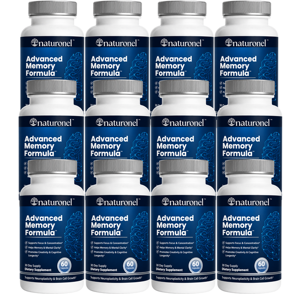 Advanced Memory Formula – Brain Supplement for Memory, Focus & Concentration, Cognitive Support with Bacopa, DMAE, Phosphatidylserine, Huperzine A, DHA & B Complex Vitamins – 12 Bottle