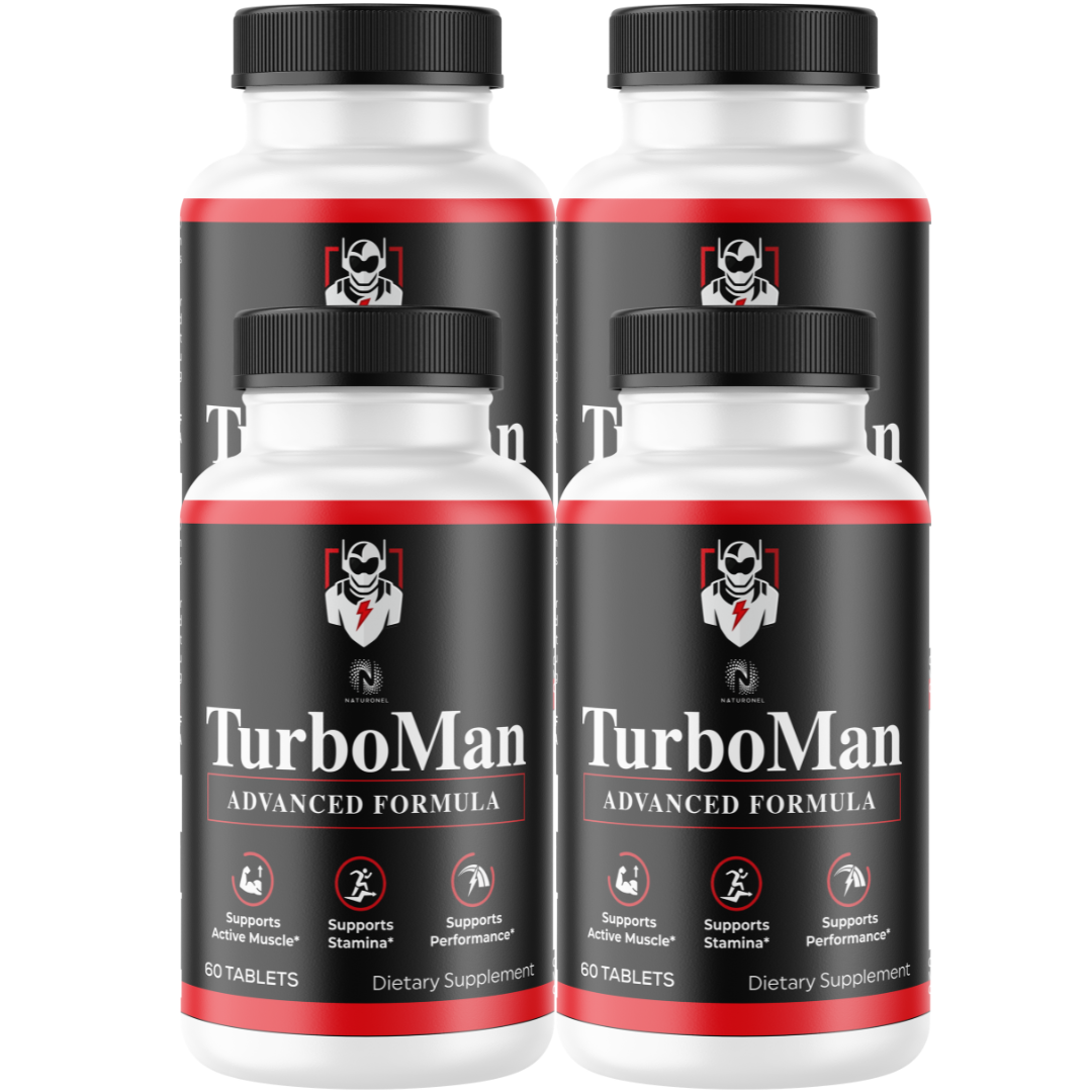 TurboMan (4 Pack) Supplement – Advanced Men's Performance Formula with Longjack, Maca, L-Arginine, Zinc & Ginseng, Supports Stamina, Performance & Active Muscle