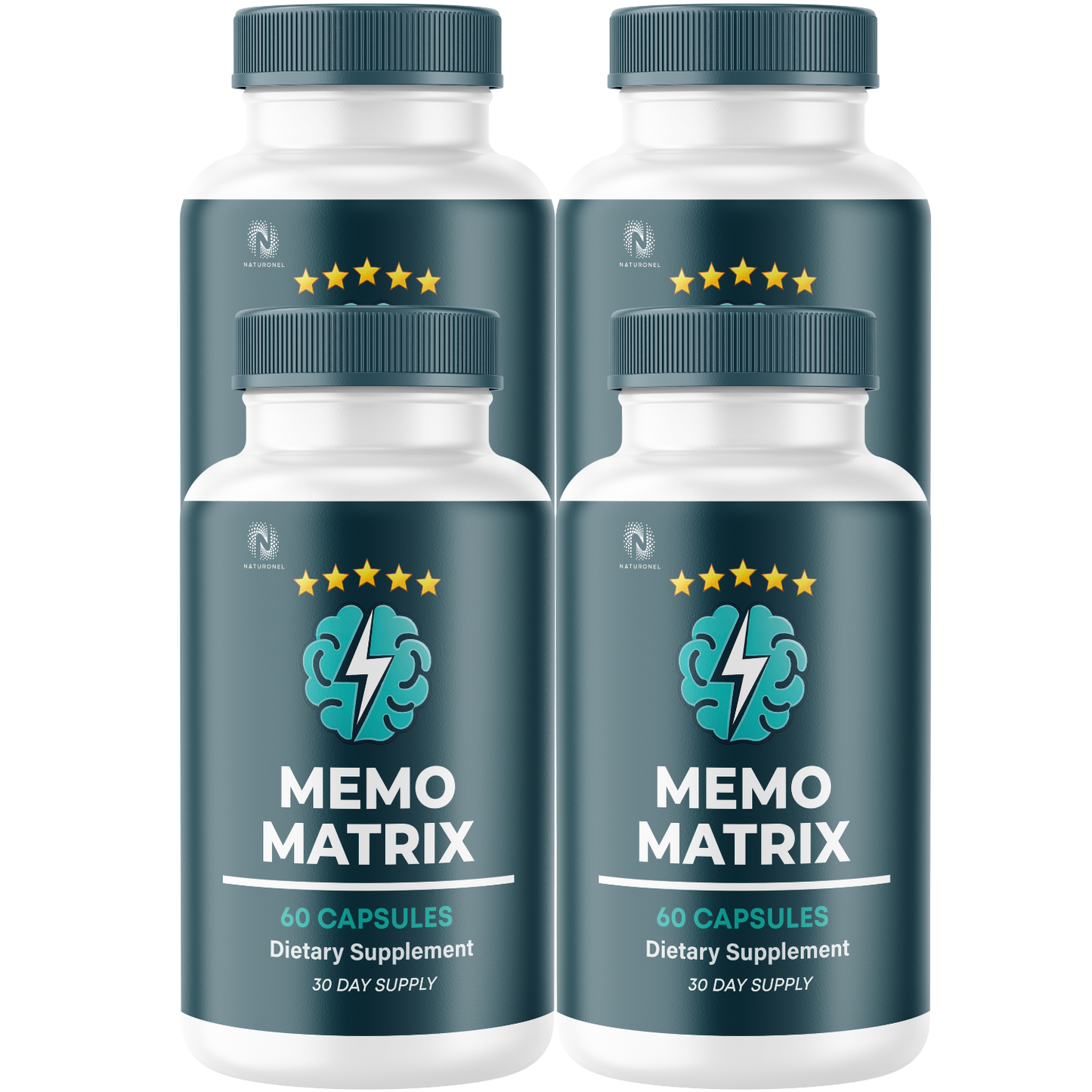 Memo Matrix (4 Pack) Brain Supplement – Memory & Focus Formula with DMAE, Bacopa, Phosphatidylserine, Huperzine A, DHA, Vitamins & Minerals – Cognitive Wellness Support