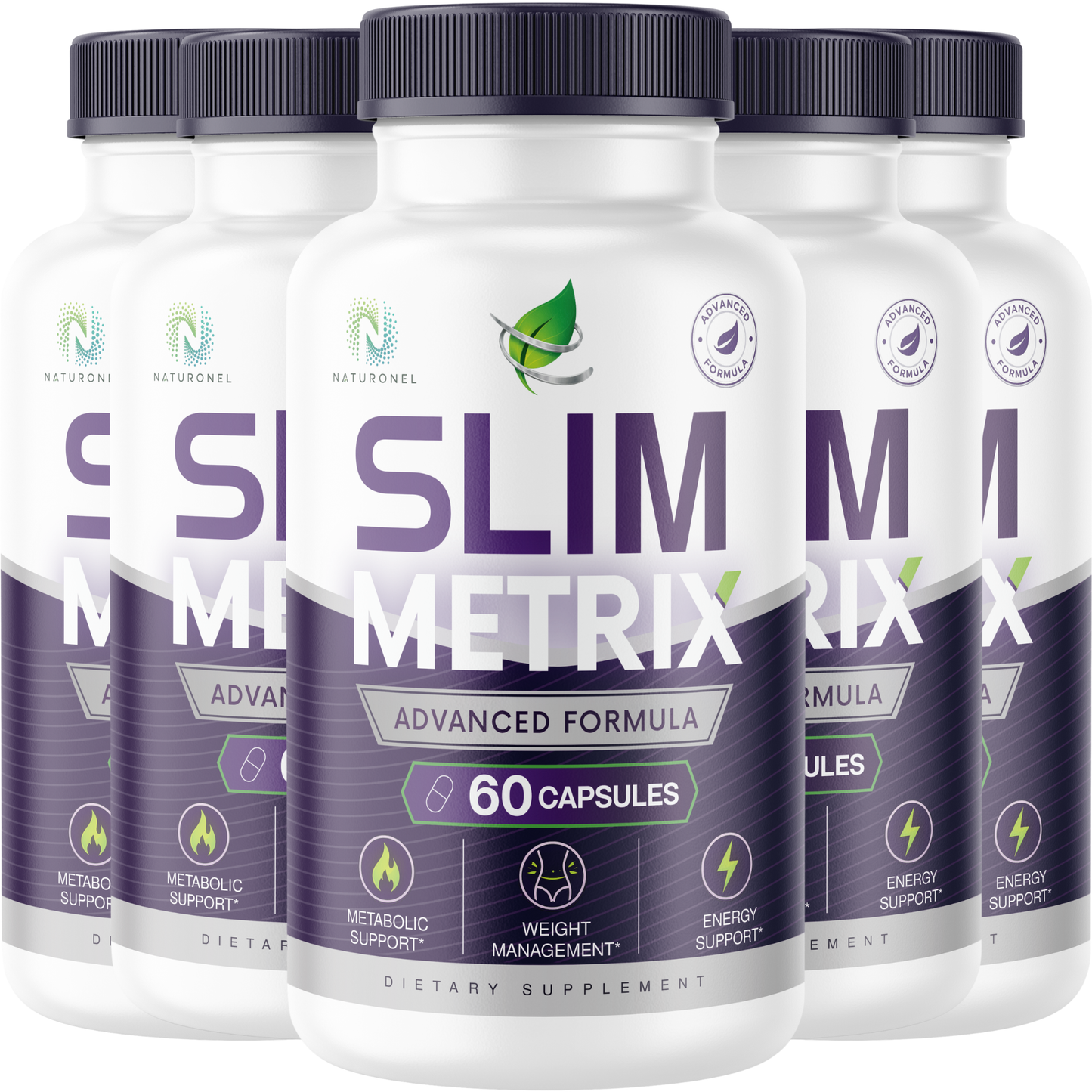 Slim Metrix Advanced (5 Pack) Weight Management Formula – Raspberry Ketones, African Mango, Apple Cider Vinegar, Green Tea Extract & Kelp, Metabolic Support Supplement, Energy Support