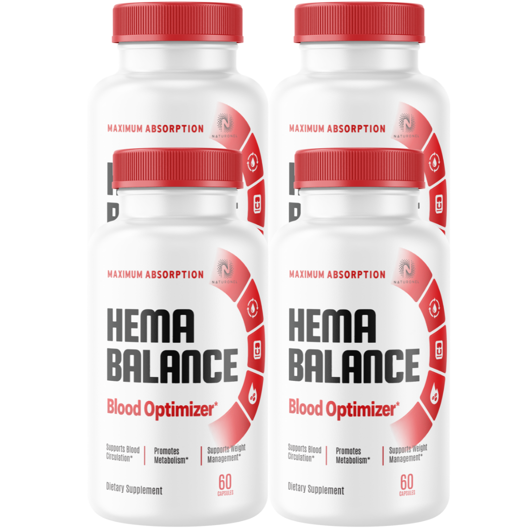 Hema Balance Maximum Absorption Formula (4 Pack) – Blood Optimizer Supplement for Healthy Circulation, Metabolism & Weight Management with Chromium & Botanical Extracts