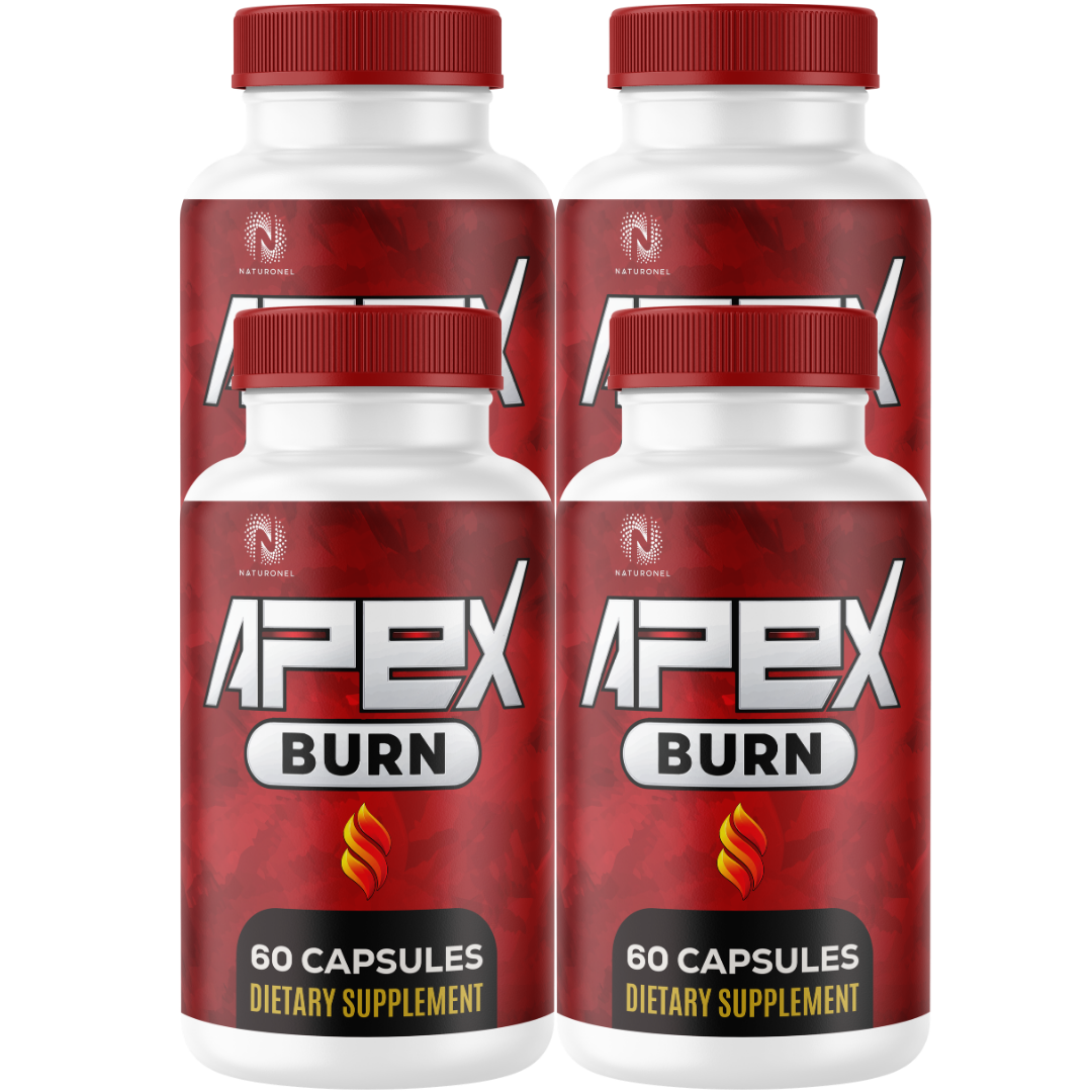Apex Burn (4 Pack) – Metabolism & Active Energy Support with Raspberry Ketones 500mg, African Mango 300mg & Botanical Blend