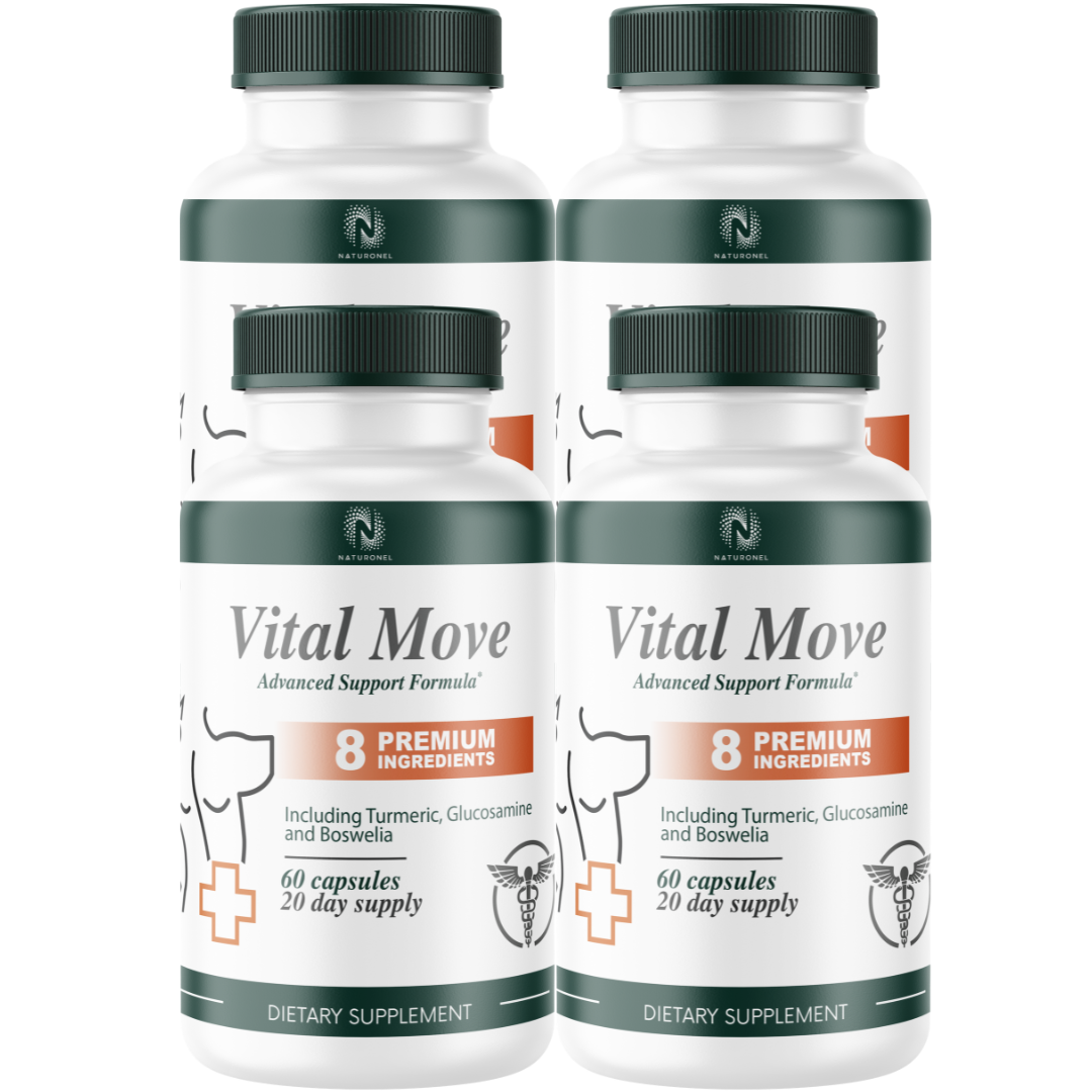 Vital Move Premium Joint Wellness Supplement – Glucosamine 1500mg with Chondroitin, Turmeric, Boswellia, MSM, Bromelain & Quercetin – Advanced 8-Ingredient Blend