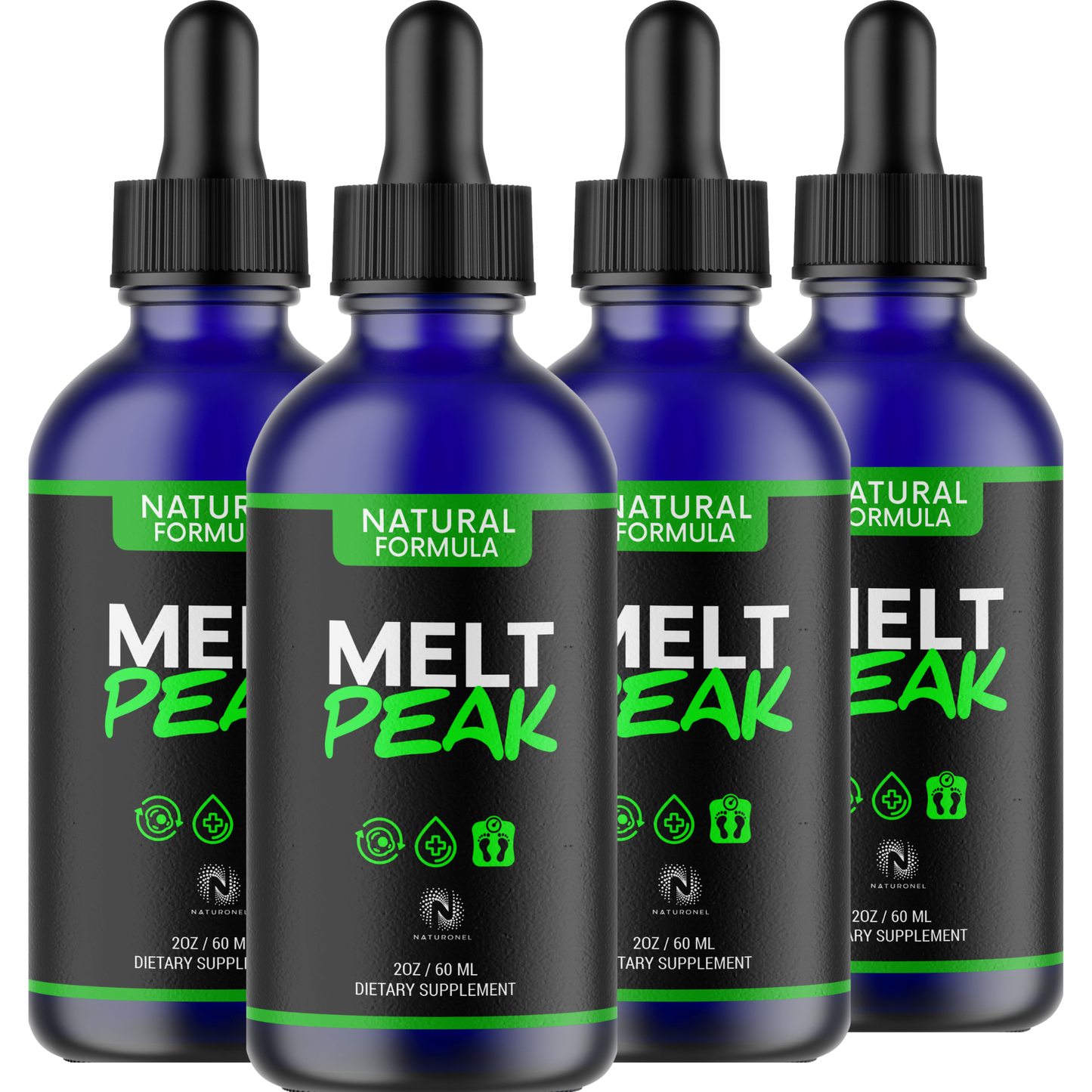Melt Peak (4 Pack) Natural Formula – Liquid Metabolism Support Drops, Fast-Absorbing Daily Wellness Supplement