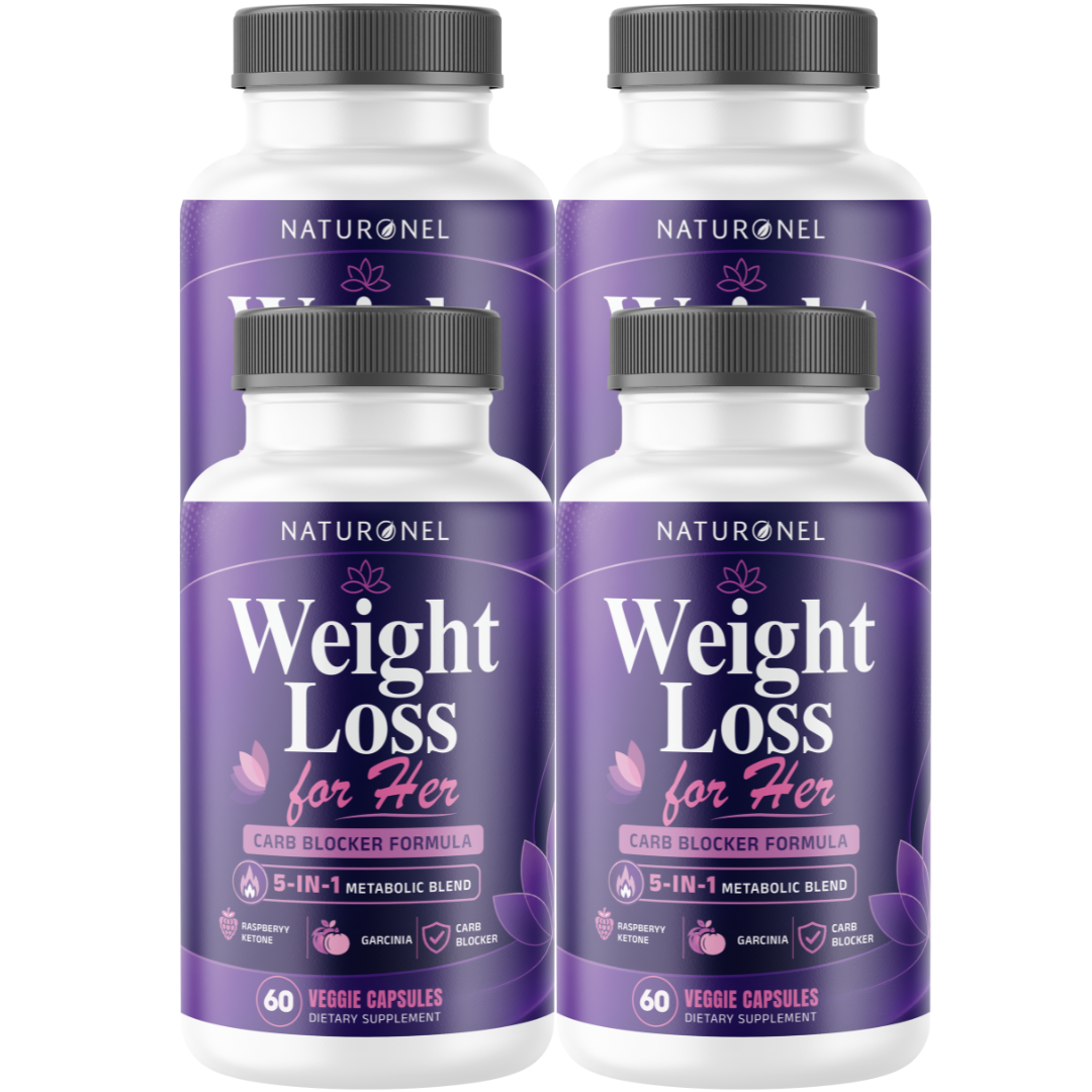 Weight Loss for Her (4 Pack) – Carb Blocker Formula with Green Coffee Bean, Garcinia Cambogia, Raspberry Ketone, Green Tea & Caffeine – 5-in-1 Metabolic Blend – Women's Dietary Supplement