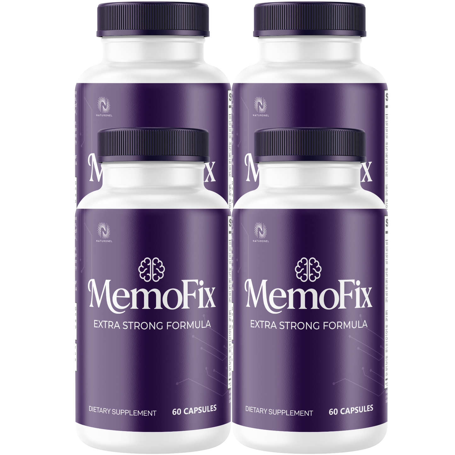 MemoFix (4 Pack) Brain Supplement – Memory & Cognitive Support Formula with Vitamins, Minerals & Botanical Ingredients – Focus & Mental Clarity Supplement