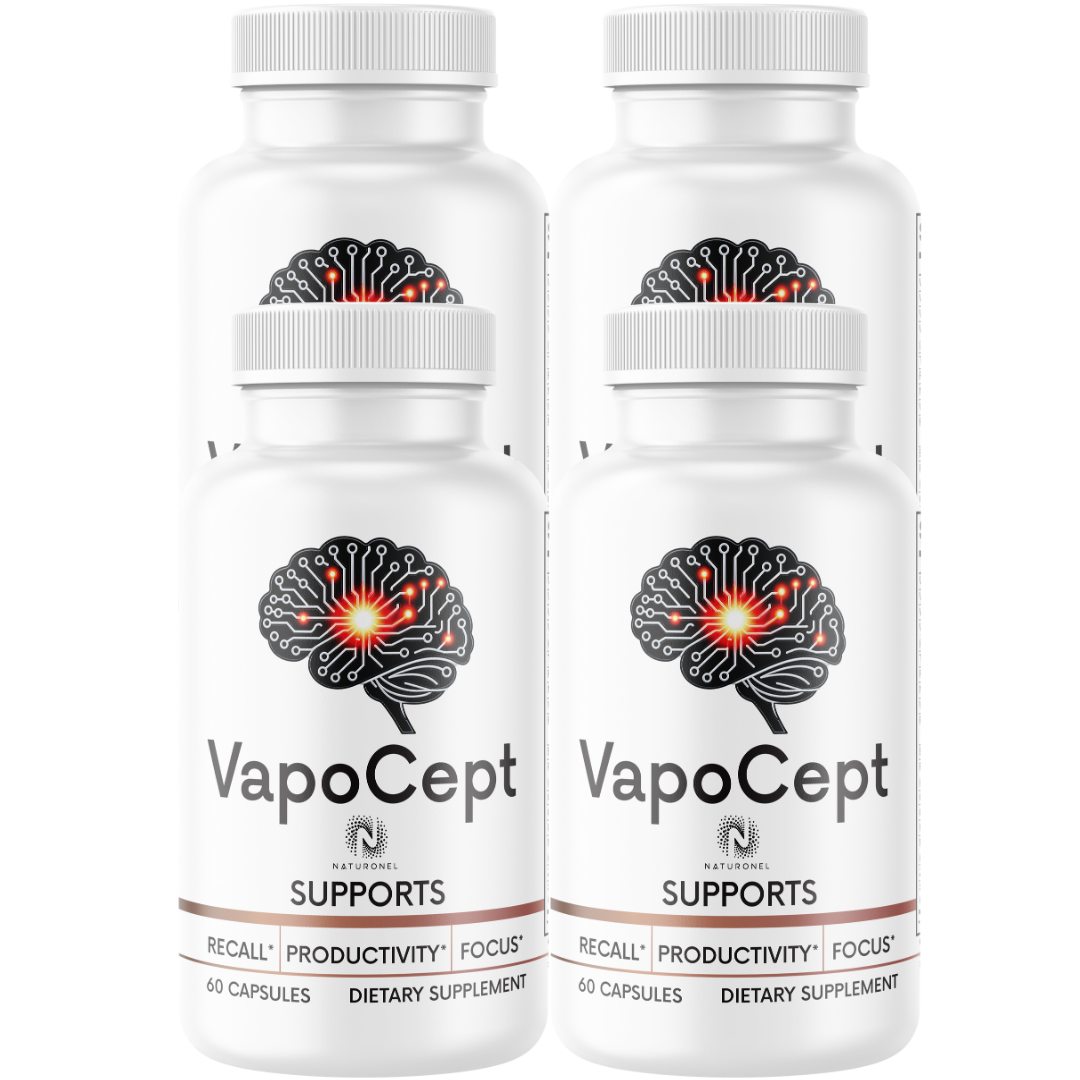 VapoCept (4 Pack) Brain Health Supplement – Nootropic Formula with DMAE, Bacopa, Green Tea & GABA for Memory, Focus, Mental Clarity & Cognitive Performance