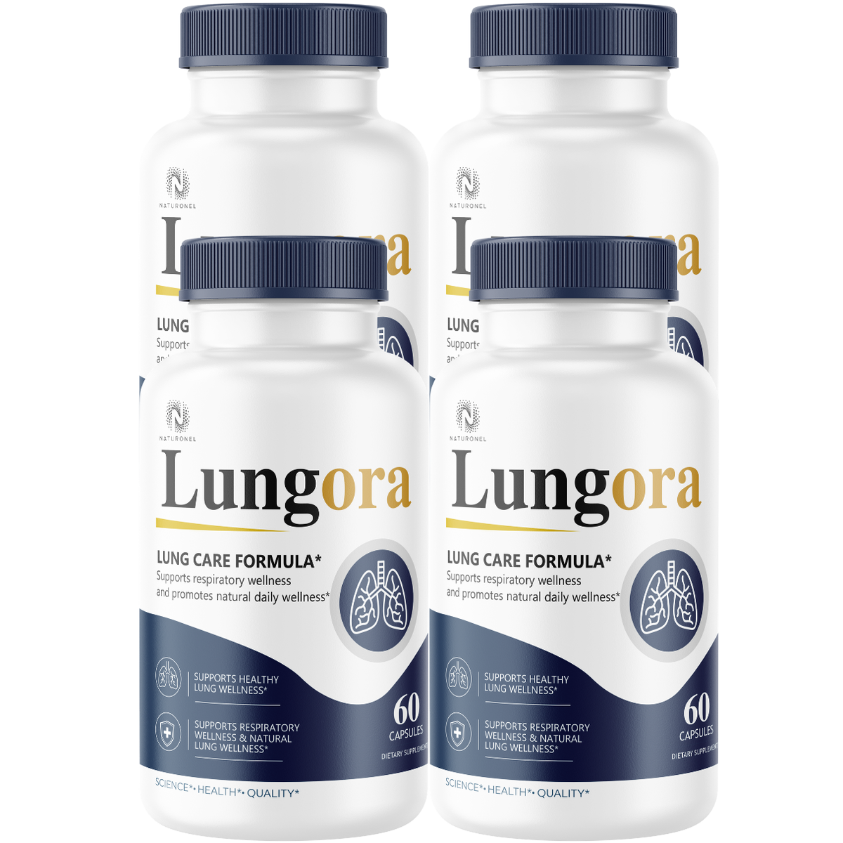 Lungora Lung Wellness Complex (4 Pack) – Advanced Respiratory Support with Elderberry, Echinacea, Vitamin C, Zinc, Turmeric & Garlic