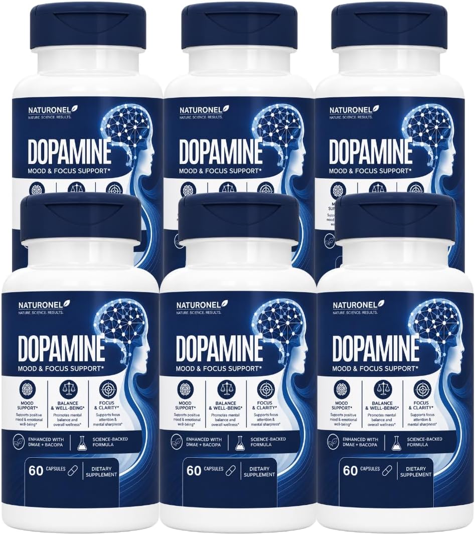 Dopamine Brain Food | Dopamine Supplement (6-Pack) Mood Balance, Focus Memory Motivation Energy Support | Cognitive Health &amp; Mental Drive, Vegan Capsules