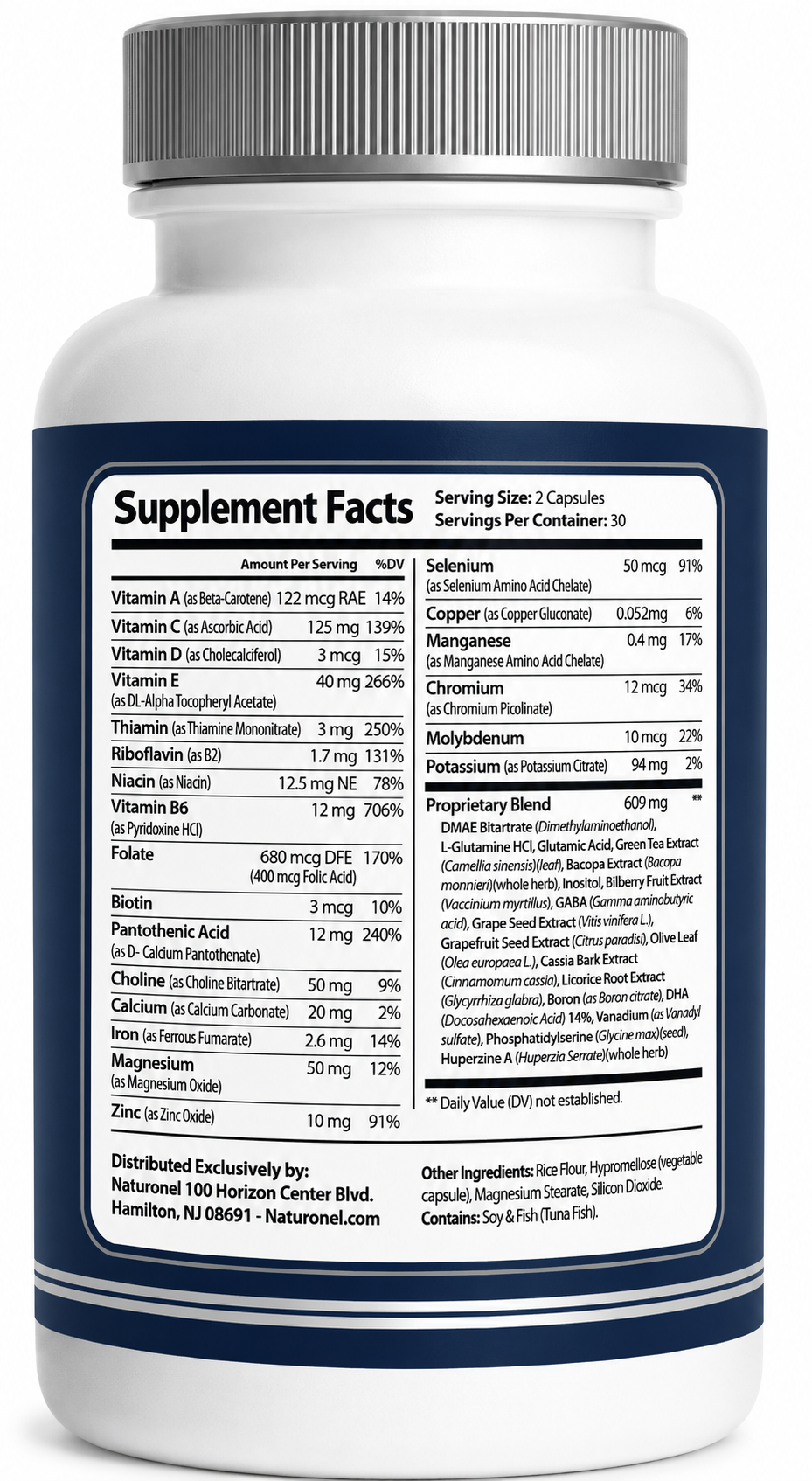 Advanced Memory Formula – Brain Supplement for Memory, Focus & Concentration, Cognitive Support with Bacopa, DMAE, Phosphatidylserine, Huperzine A, DHA & B Complex Vitamins – 60 Capsules
