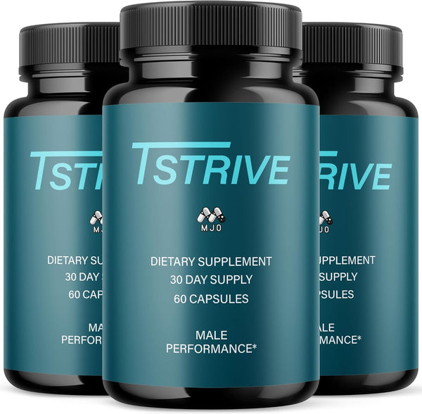 (3 Pack) Tstrive for Men, Official T Strive Pills for Men with All Natural Ingredients, Maximum Strength Tstrive Men's Supplement with Vitamins Supporting Wellness and Advanced Health (180 Capsules)