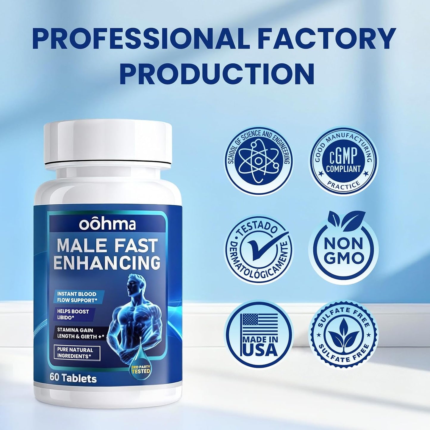 New Male Enhancing Supplement, Designed to be Fast Acting for Blood Flow to Gain Length &amp; Girth + Stamina, Maca, Epimedium, and Other Natural Ingredients, 3rd Party Tested Supplement 60 Tablets