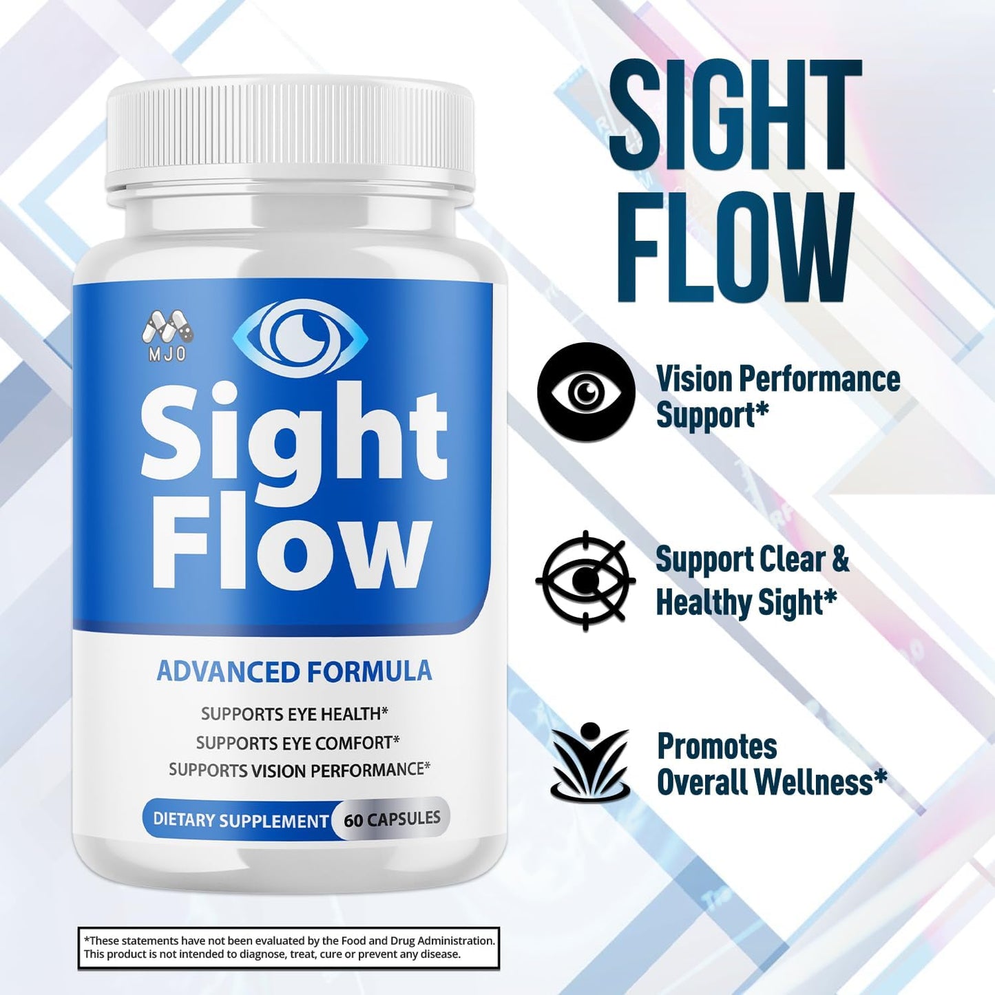 Sight Flow Capsules, Official SightFlow Eye Health Support Pills with All Natural Ingredients, Sight Flow Advanced Eye Health Support Formula with Premium Vitamins for Women and Men (60 Capsules)