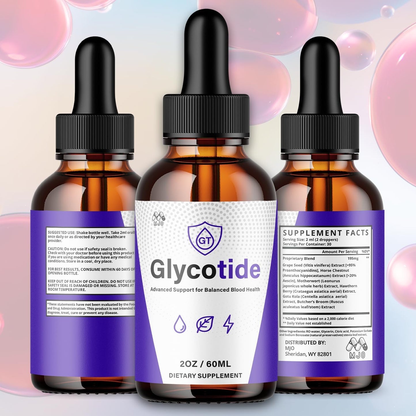 (2 Pack) Glycotide Drops, Official Glycotide Blood Support Drops with All Natural Ingredients, Advanced Glicotide Blood Health and Overall Wellness Supplement with Max Strength Vitamins (60 Servings)