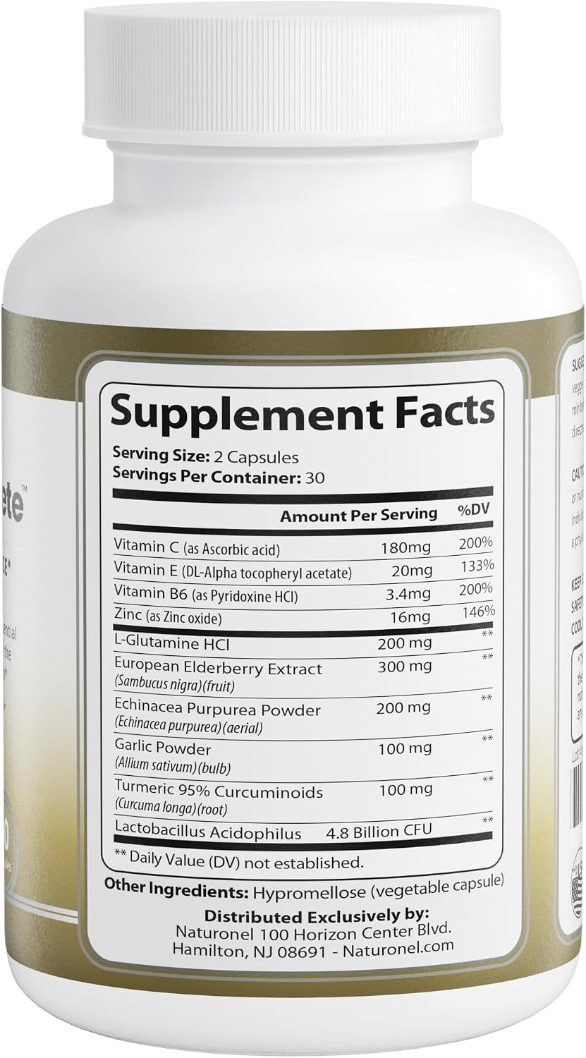 Viracid Complete (4-Pack) Comprehensive Immune Formula with Elderberry, Echinacea, Garlic, Zinc, L-Glutamine &amp; Turmeric 95% Curcuminoids | Premium Supplement, Made in USA, GMP Certified