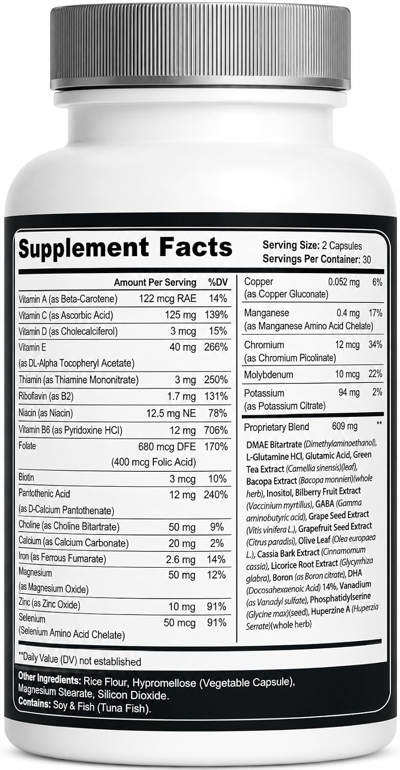 Memo Boost Pro - Brain Supplement (5 Bottles) Focus Supplement for Memory, Mental Clarity &amp; Brain Health Support – Nootropic Formula with DMAE, Bacopa &amp; Phosphatidylserine