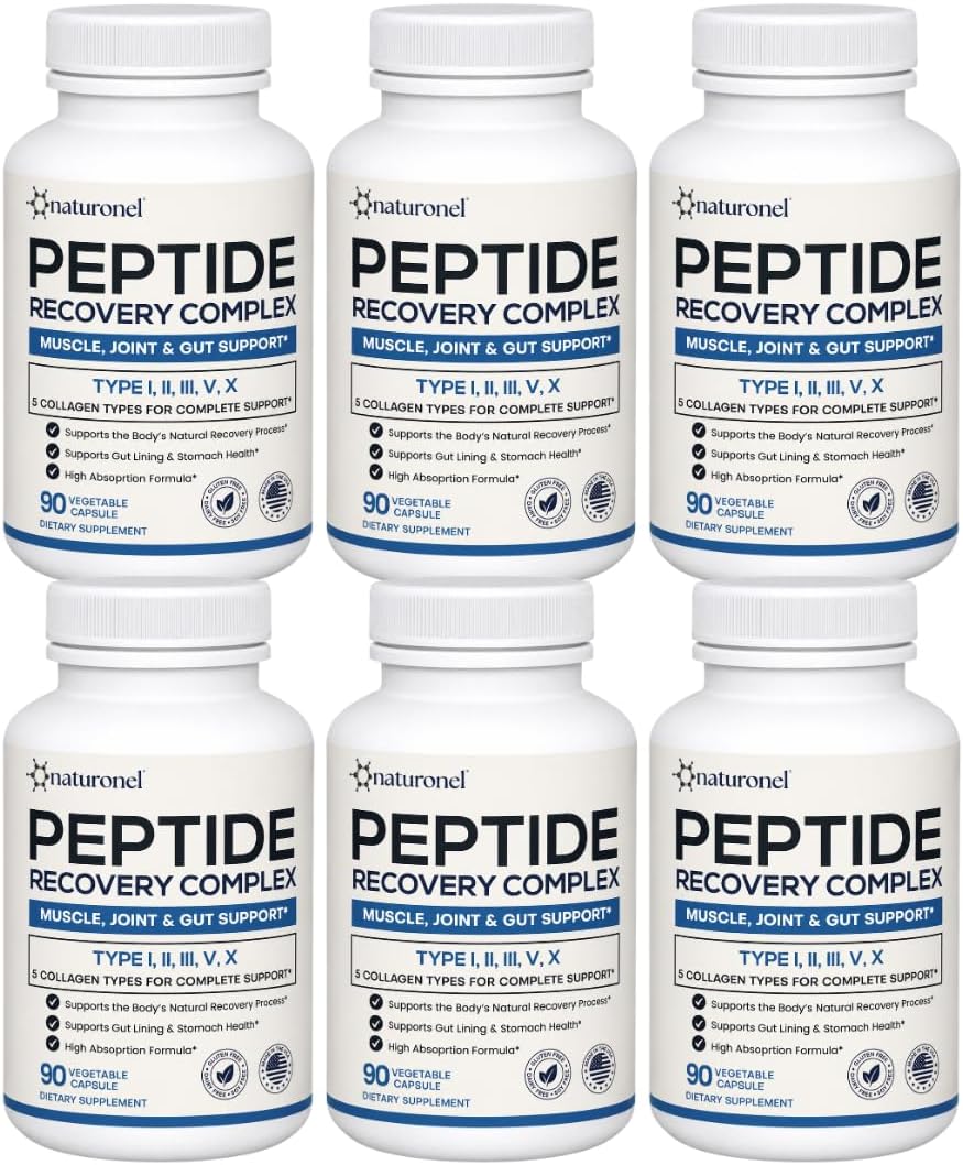 Peptide Recovery Formula - Elite 157 Recovery Complex (6-Pack) Collagen Peptides | Collagen Types i, ii, iii, v &amp; x | Connective Tissue &amp; Mobility Support | Made in USA
