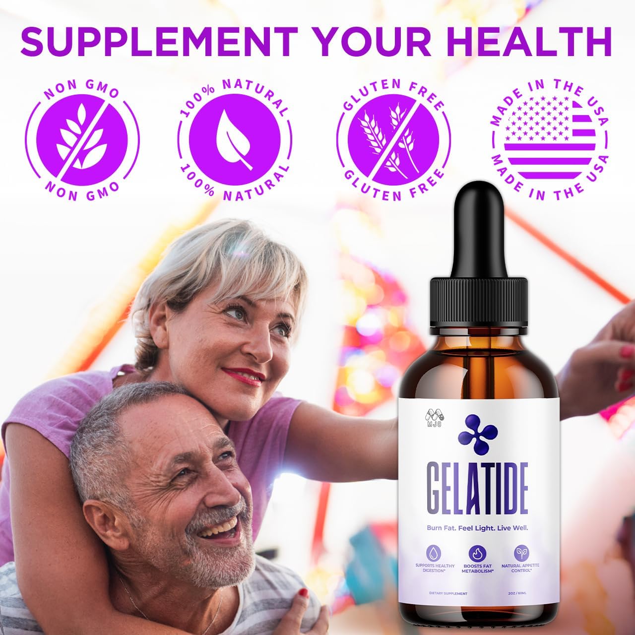 (2 Pack) Gelatide Drops, Official Gelatide Health Support Formula with All Natural Ingredients, Advanced Active Lifestyle Support Supplement Max Strength Vitamin Formula for Women &amp; Men (60 Servings)