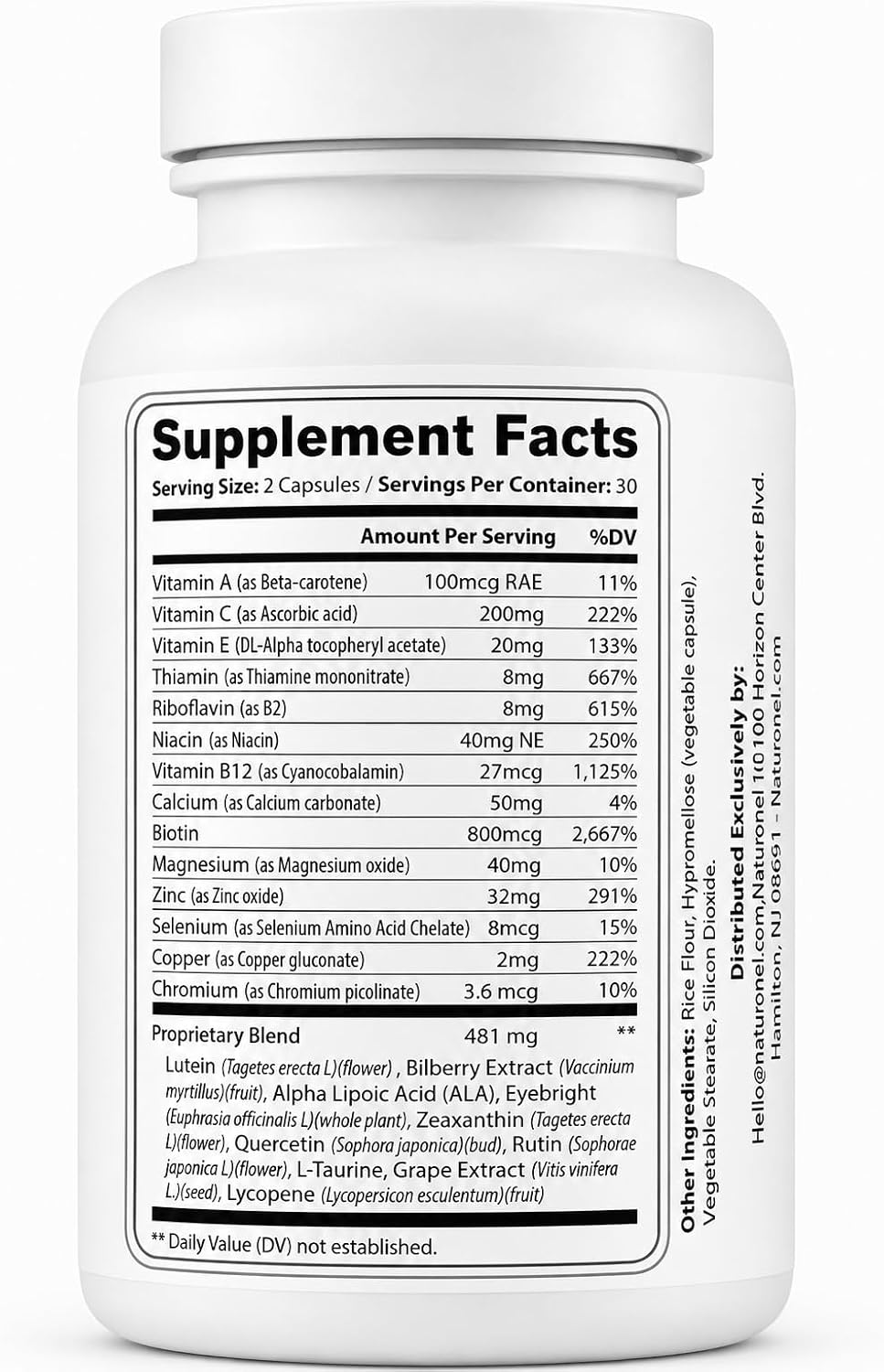 Provisine Vision Support Supplement (4 Bottles) Eye Vitamins with Lutein, Zeaxanthin, Bilberry, Eyebright, Alpha Lipoic Acid, Taurine, Vitamin A C E &amp; Zinc – Daily Eye Health Formula