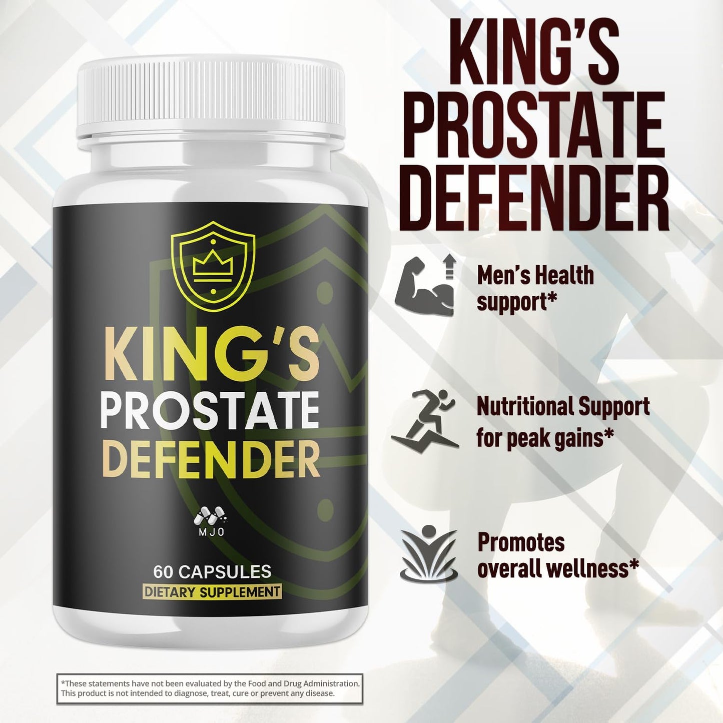Kings Prostate Defender Capsules, Official KingsProstateDefender Pills with All Natural Ingredients, Advanced Overall Health and Wellness Supplements for Strength Healthy Vitamin Formula (60 Capsules)